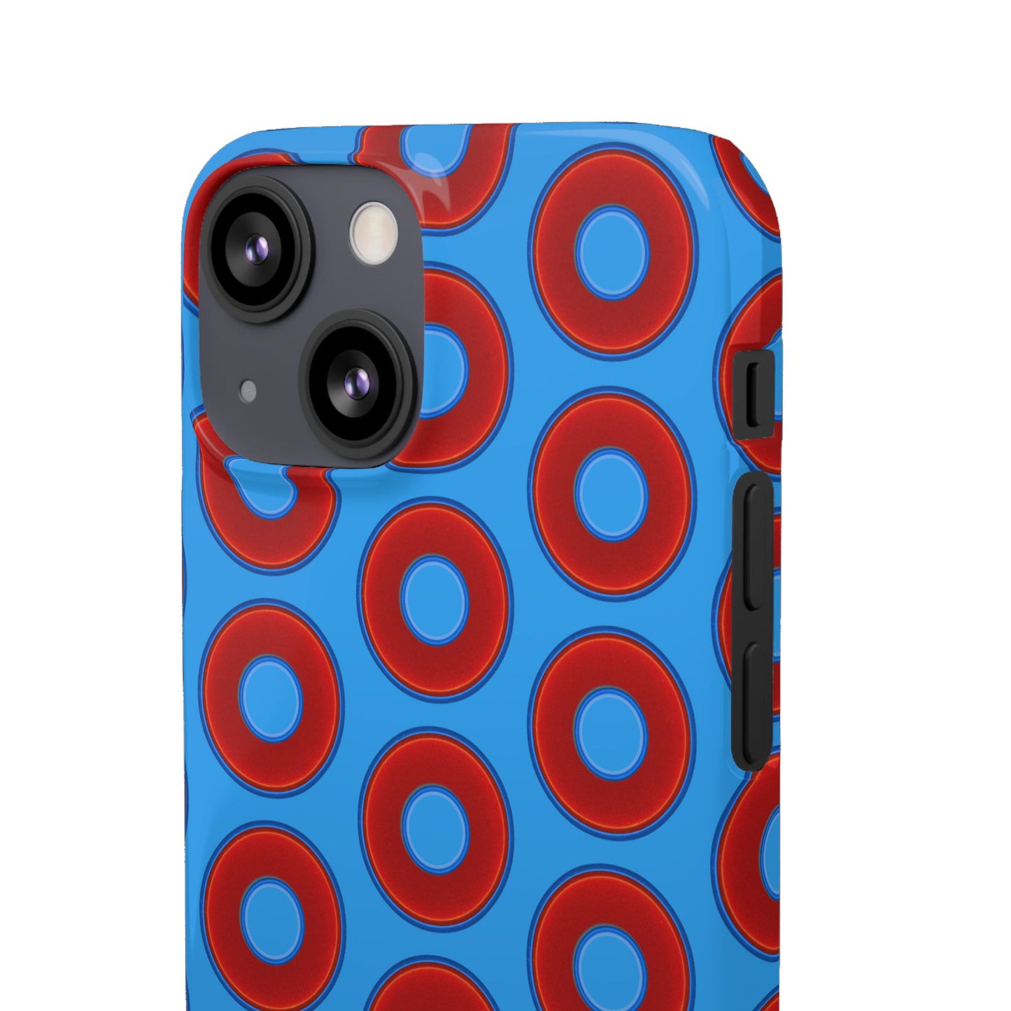 Lumpy Donut Snap Case - red vivid donut print w/sky royal blue background