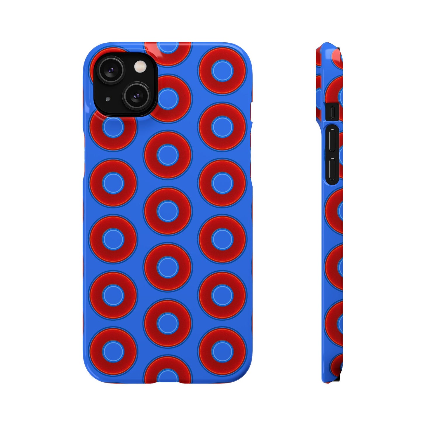 Lumpy Donut Snap Case - red vivid donut print w/medium royal blue background