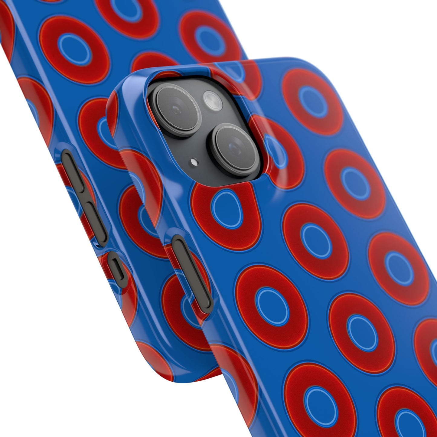 Lumpy Donut Snap Case - red vivid donut print w/dark royal background