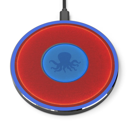 The Flow - Wireless Lumpy Donut Chargers - "Roger Moore's Donut" - vivid red w/royal blue background - variant - 1