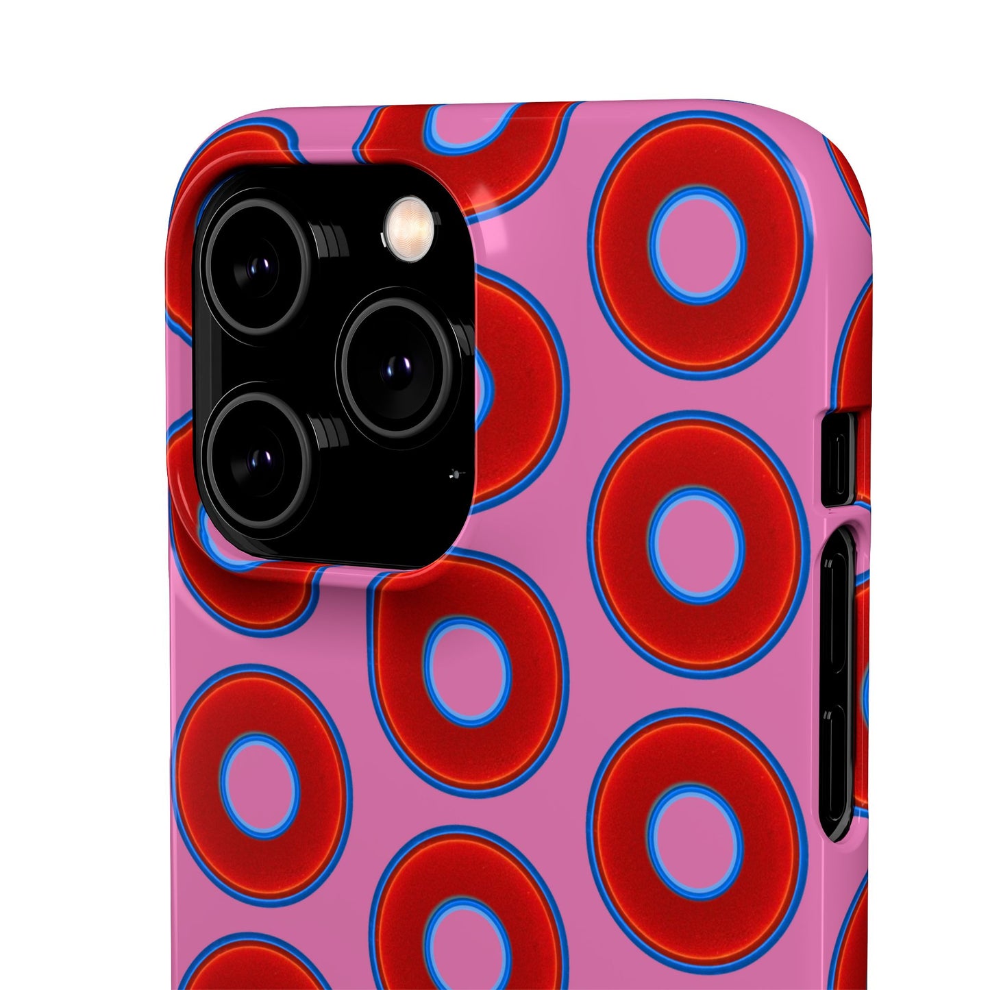 Lumpy Donut Snap Case - red vivid donut print w/light pink background