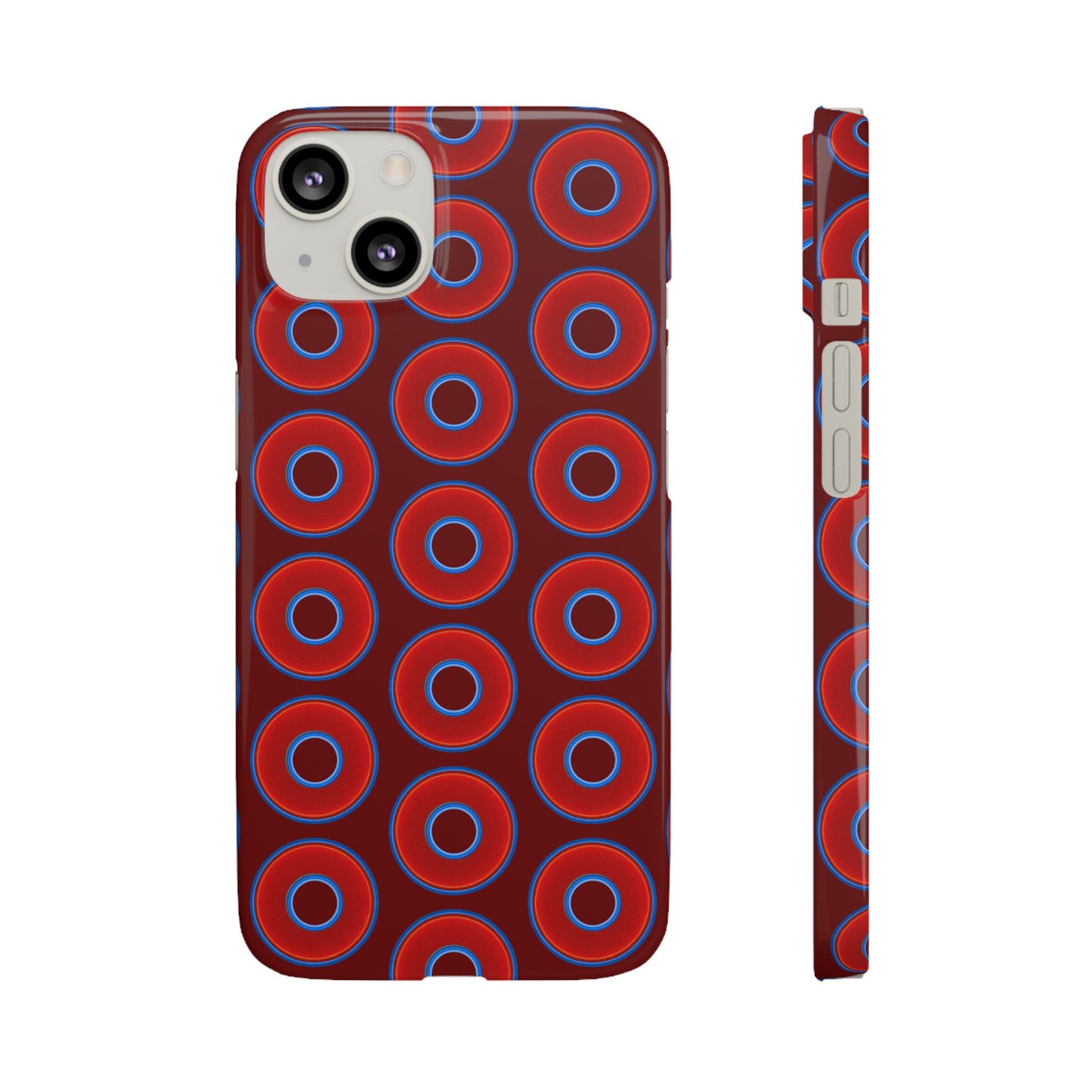 Lumpy Donut Snap Case - red vivid donut print w/dark red background