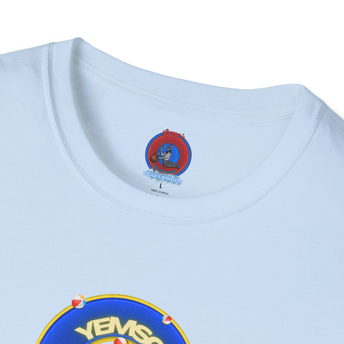 Donut Tee - Unisex Soft-Style - "The Donut's Secret Ingredient? MSG" - vivid blue/yellow donut - variant 2