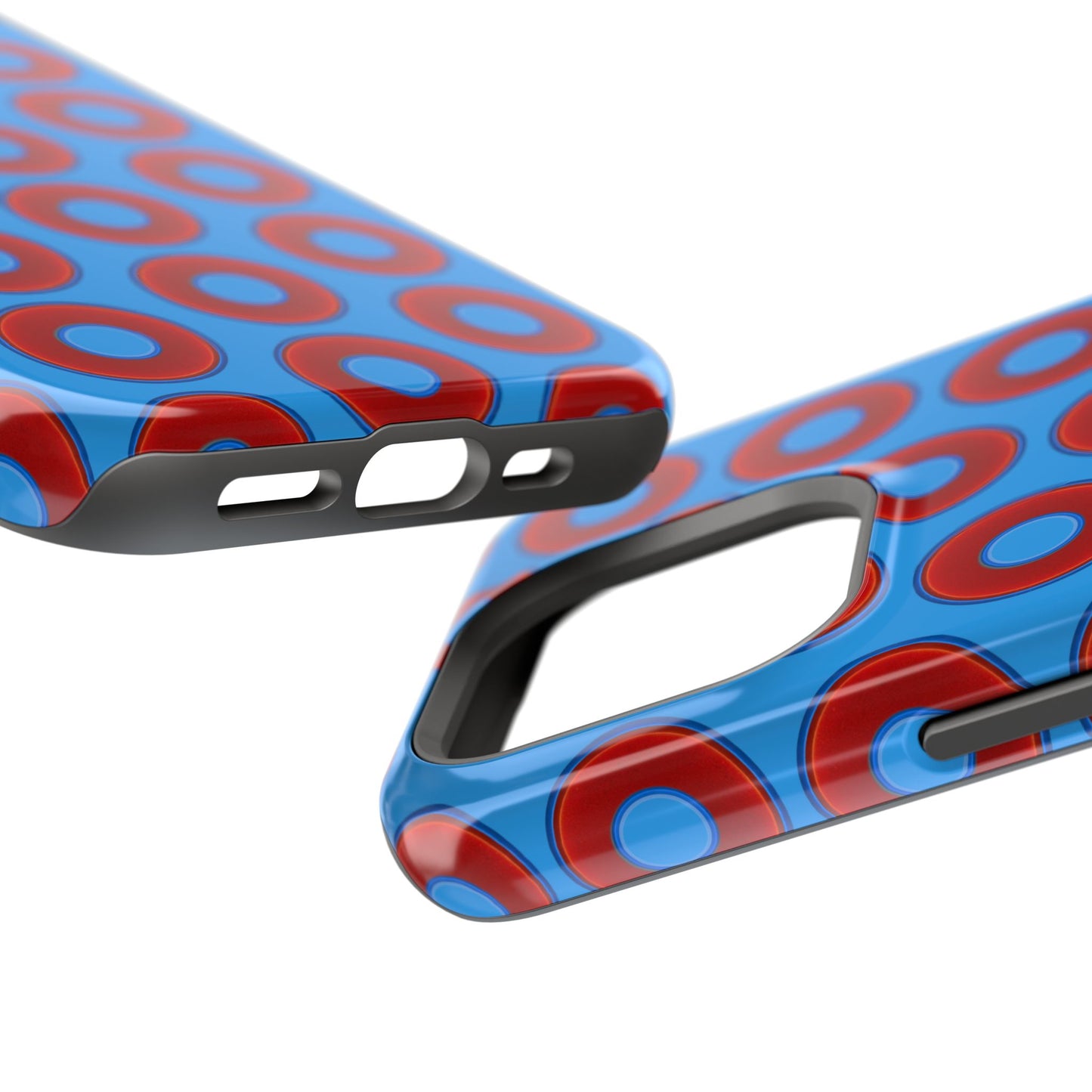 Impact-Resistant Lumpy Donut Case - red vivid donut print w/sky royal blue background