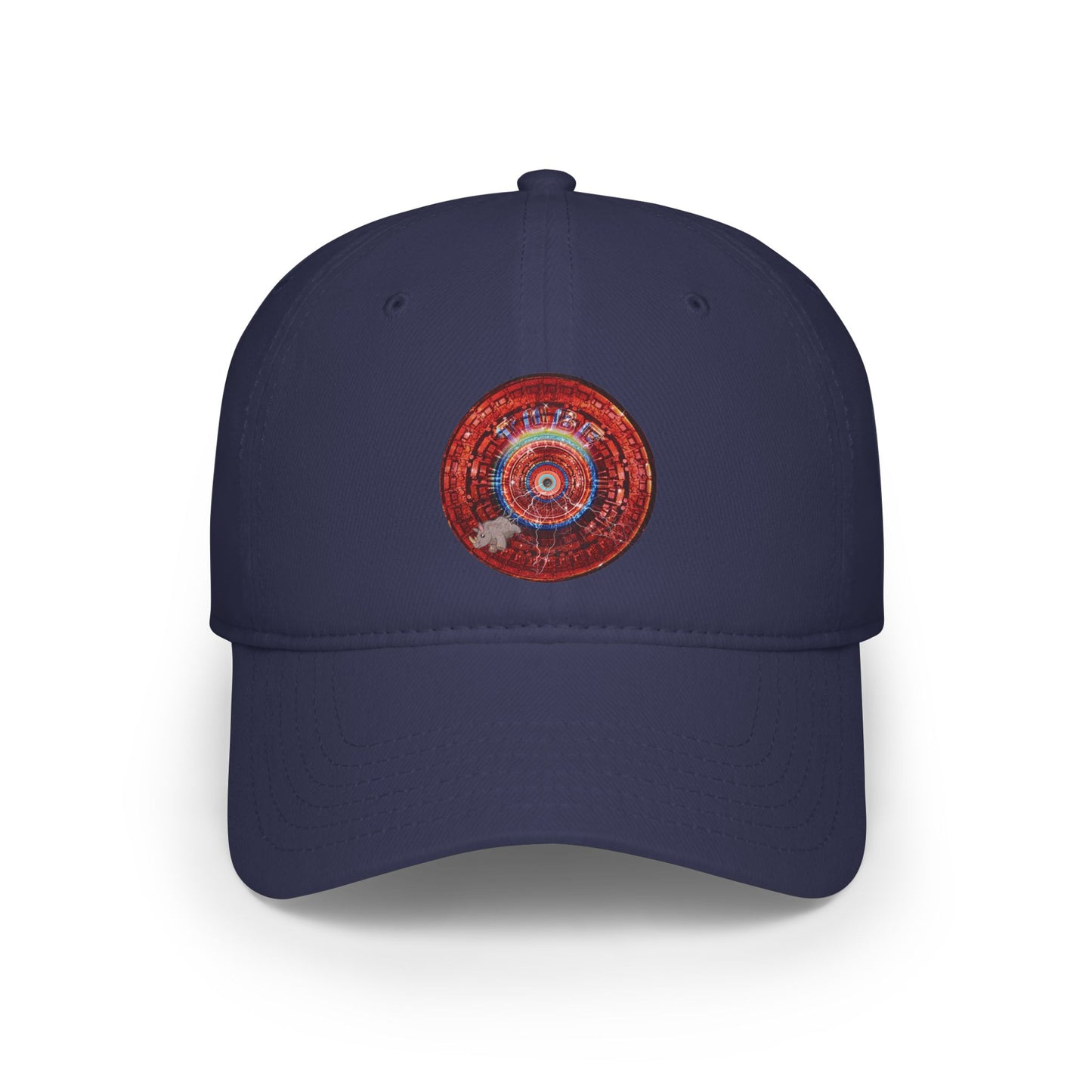Lumpy Donut Baseball Cap - "Rhinos Do Run From Thunderous Donut Caps" - variant 2 - vivid red tube donut w/