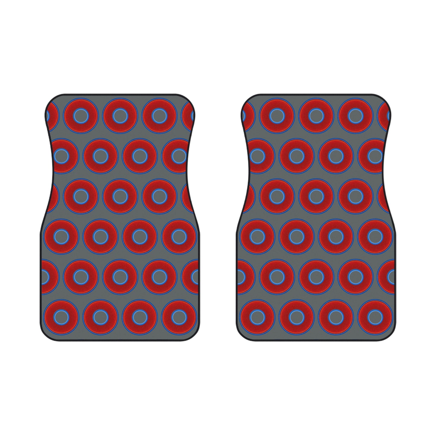 Contacted Car Mats - Set of 2/Front - vivid donut print w/dark gray background