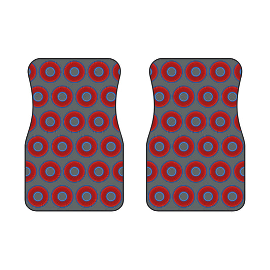 Contacted Car Mats - Set of 2/Front - vivid donut print w/dark gray background