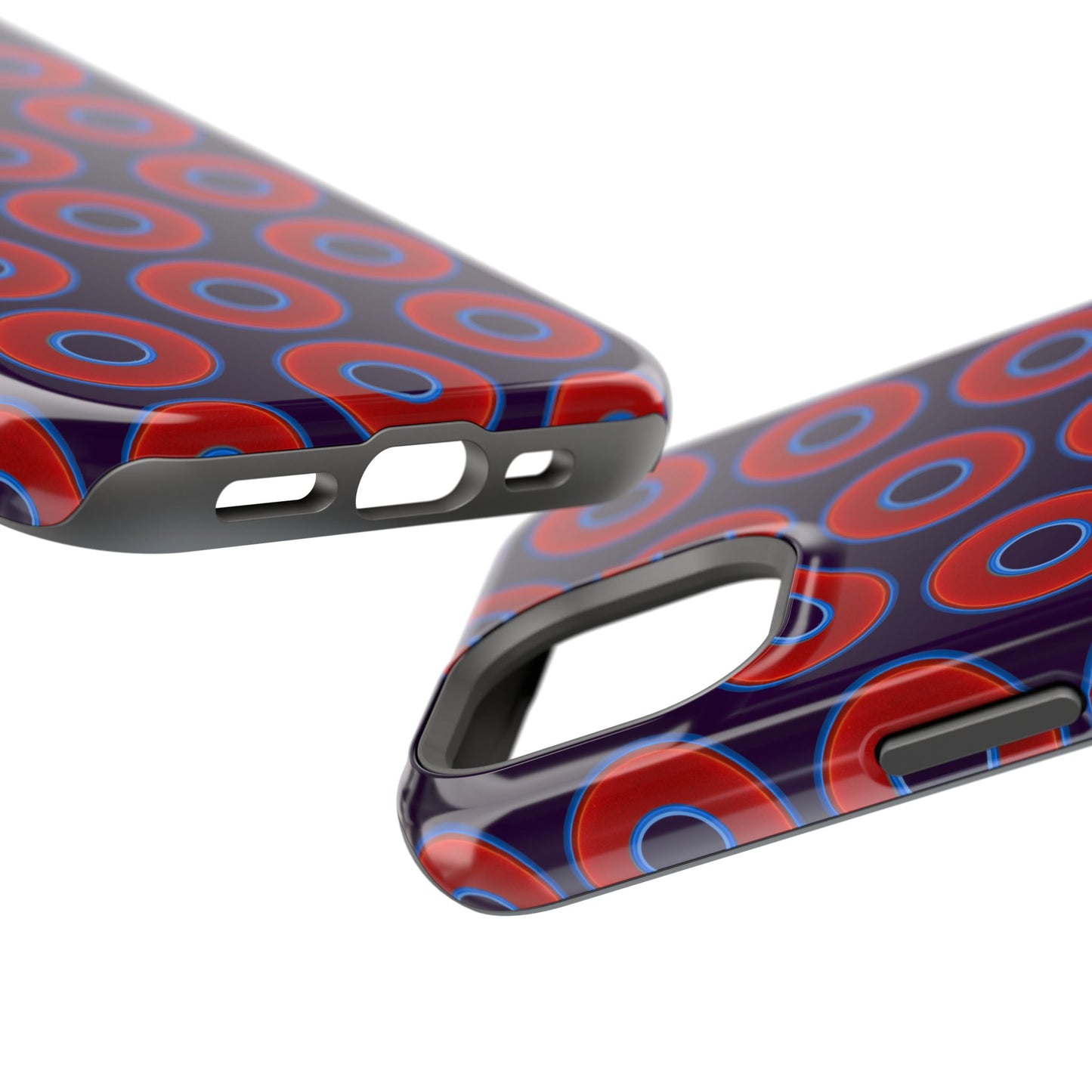 Impact-Resistant Lumpy Donut Case - red vivid donut print w/midnight purple background