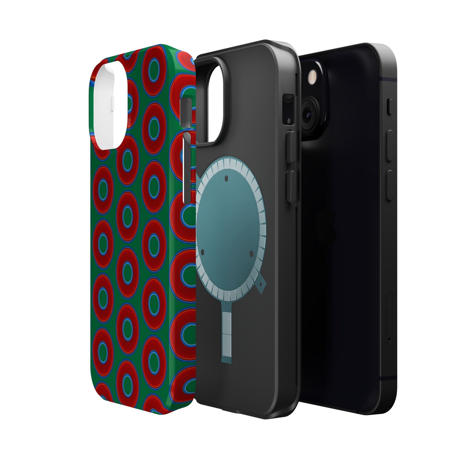 Magnetic Tough Donut Case - red vivid donut print w/green background