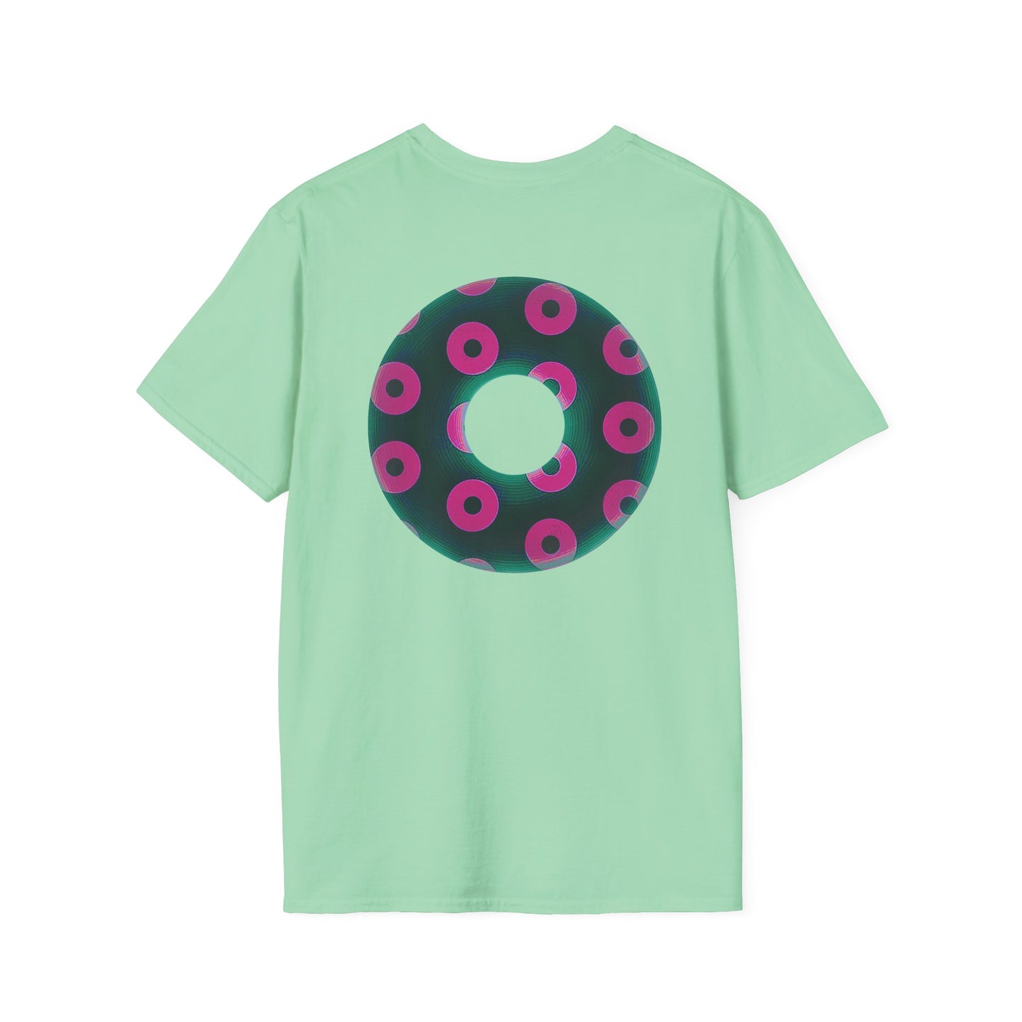 Plain Donuts/Unisex Soft-Style - "Plain Blimpy Paradoxical Donuts" - dark green/magenta donuts