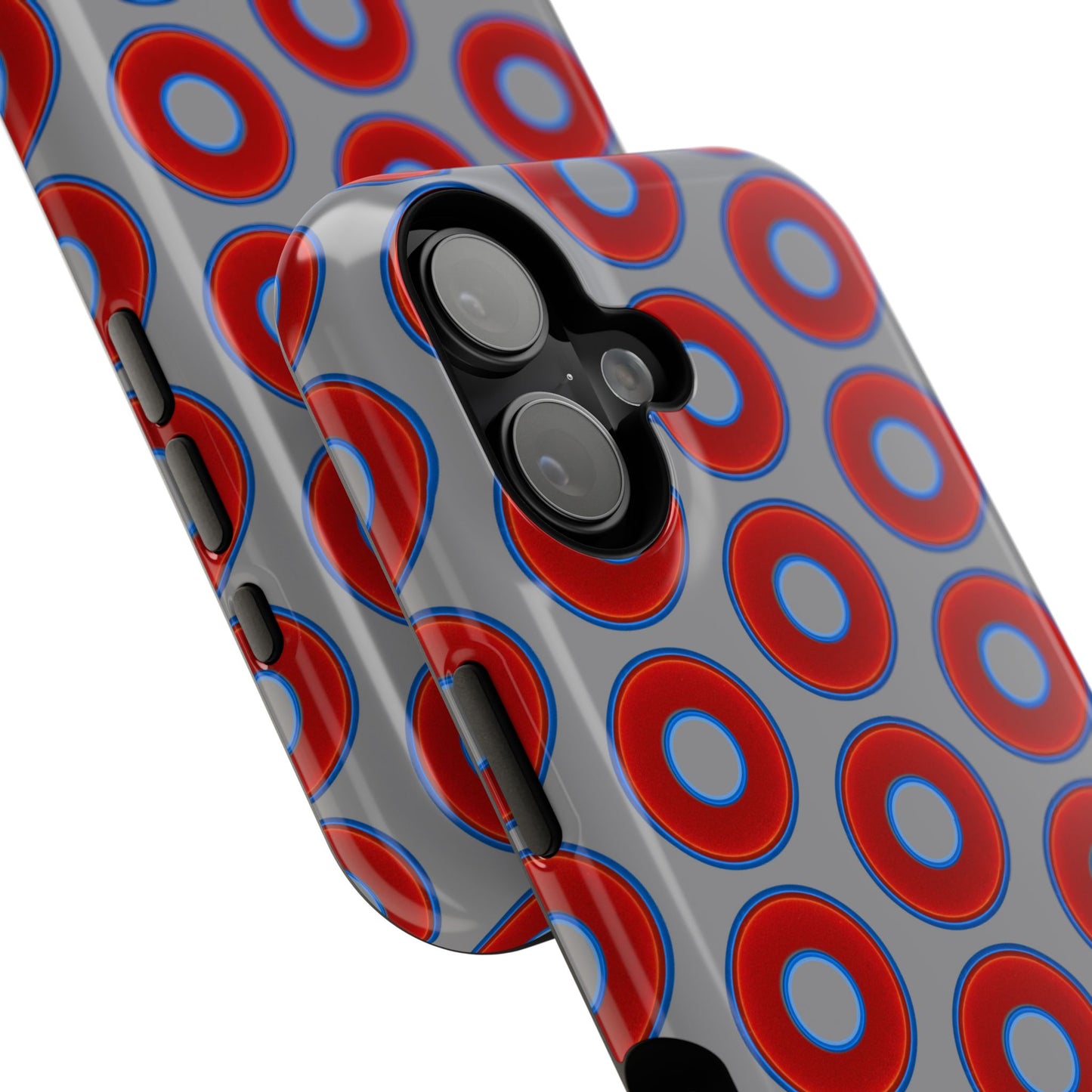 Impact-Resistant Lumpy Donut Case - red vivid donut print w/gray background