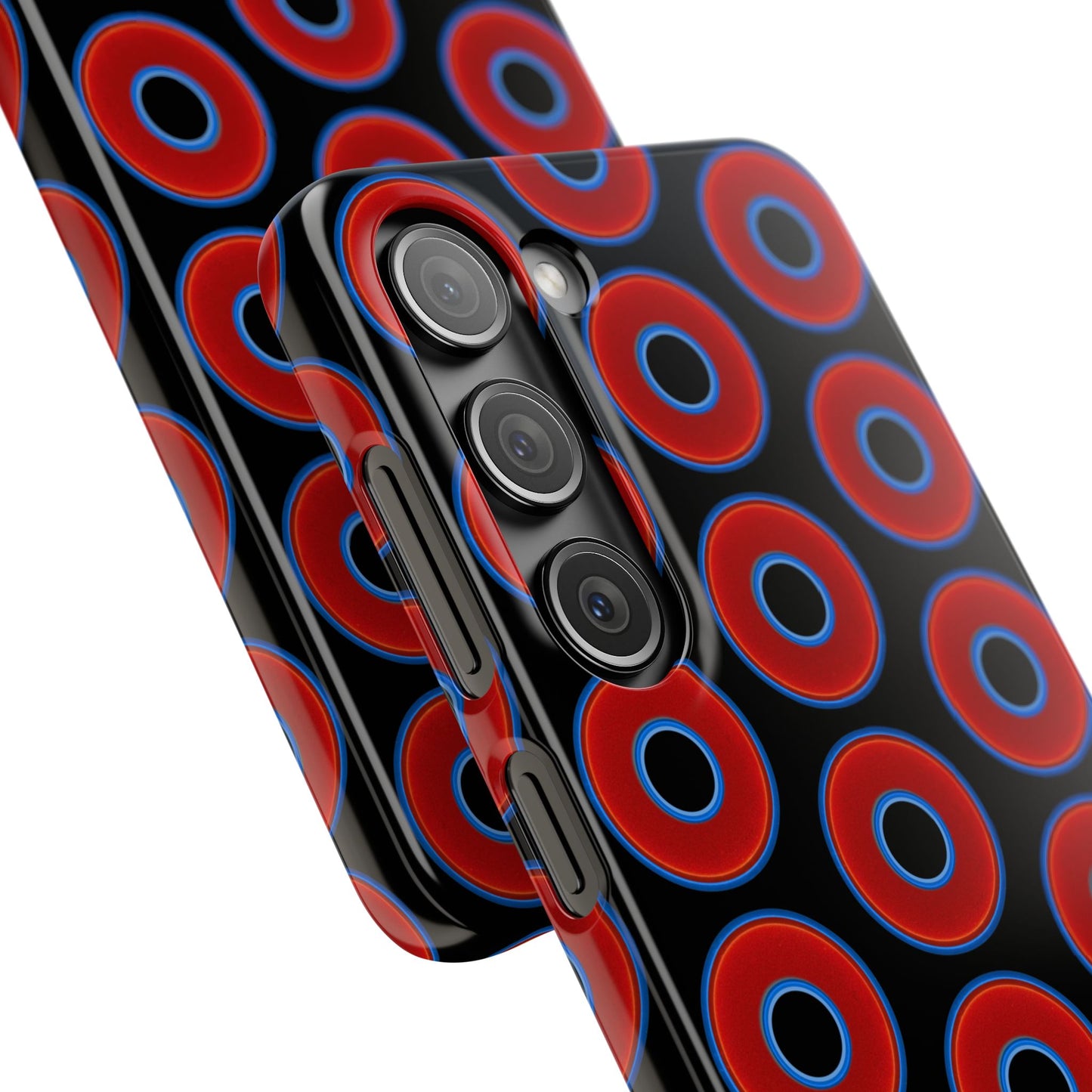 Lumpy Donut Snap Case - red vivid donut print w/black background