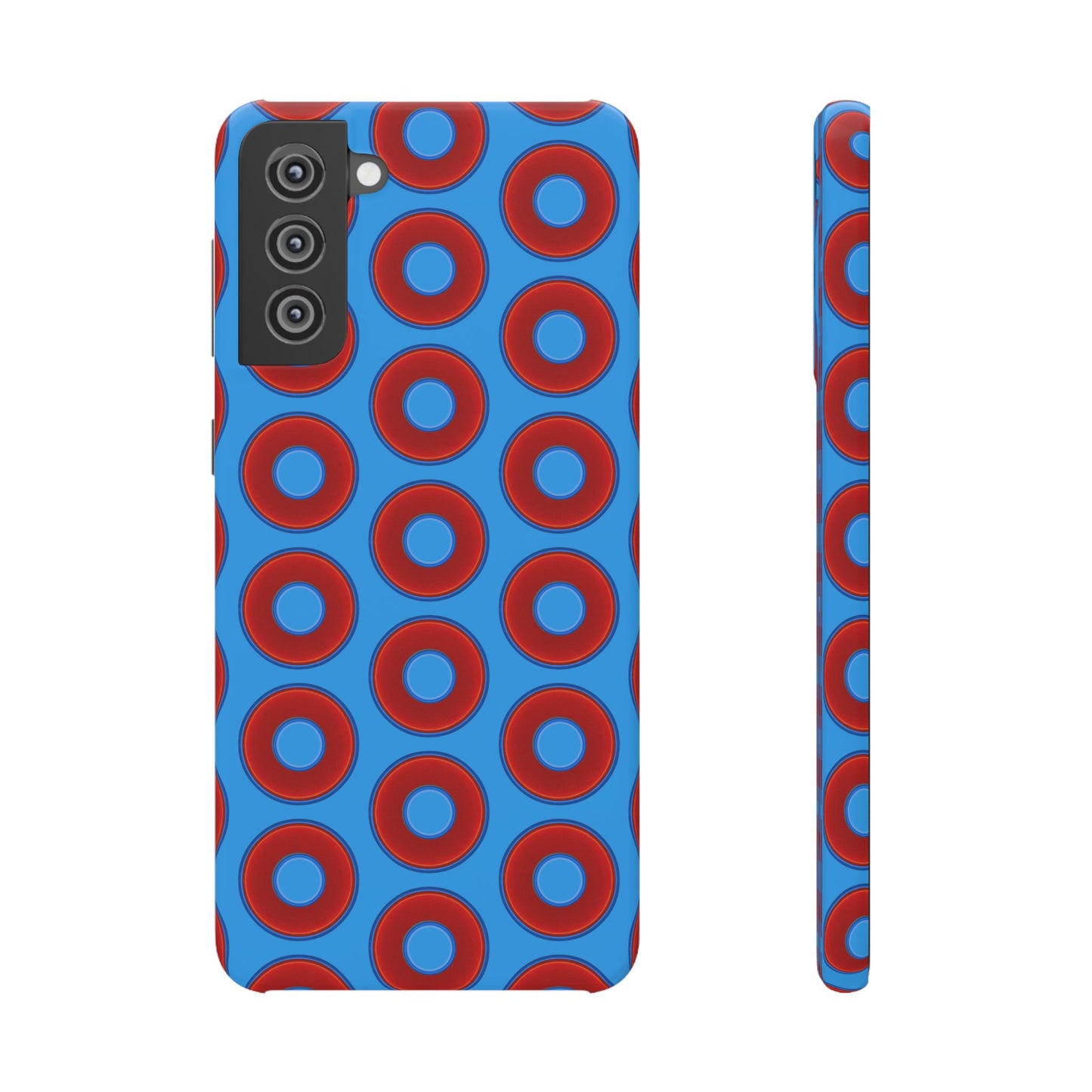Lumpy Donut Snap Case - red vivid donut print w/sky royal blue background