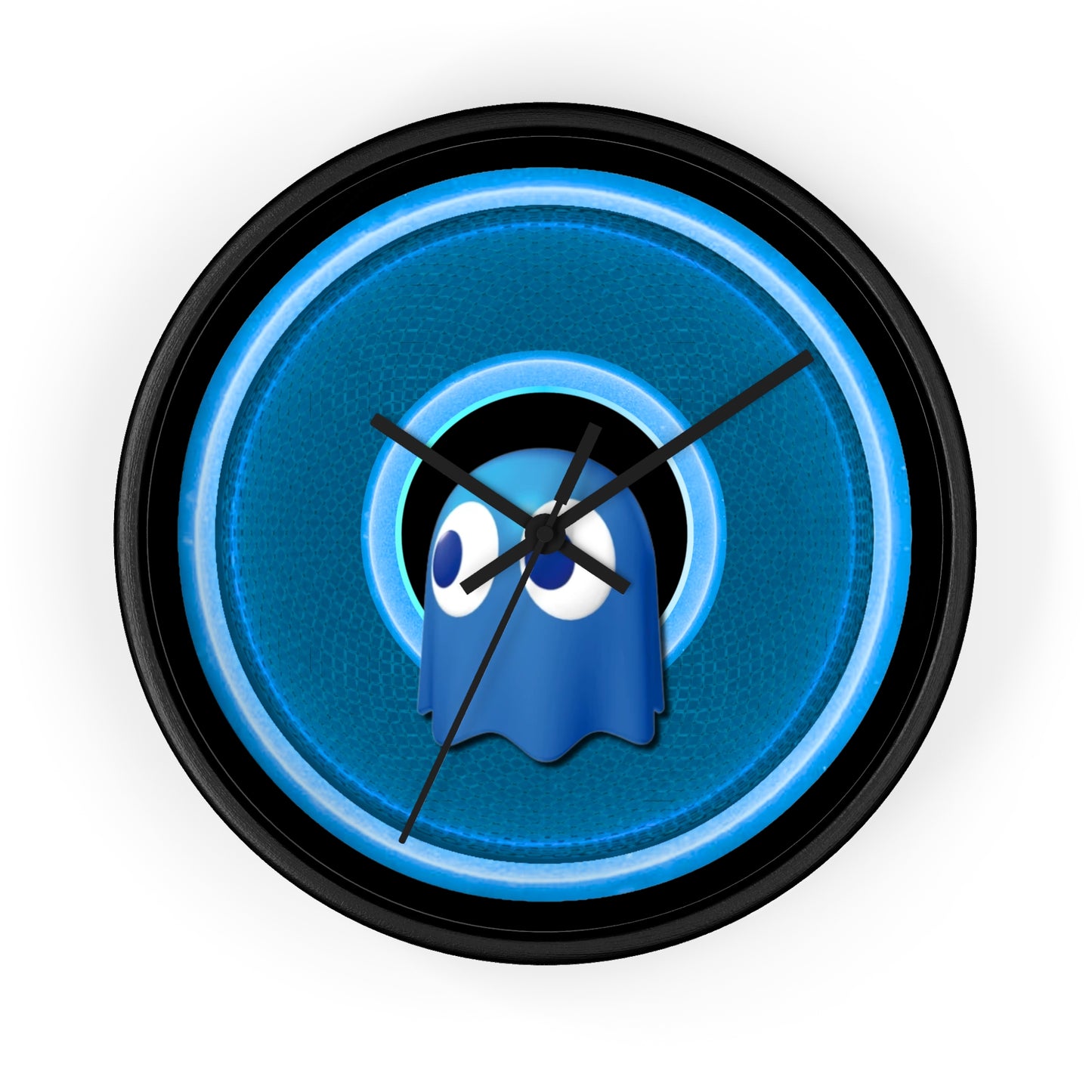 Lumpy Wall Clock - "Story of the Donut Clock" - variant 2 - rustic blue donut w/black background