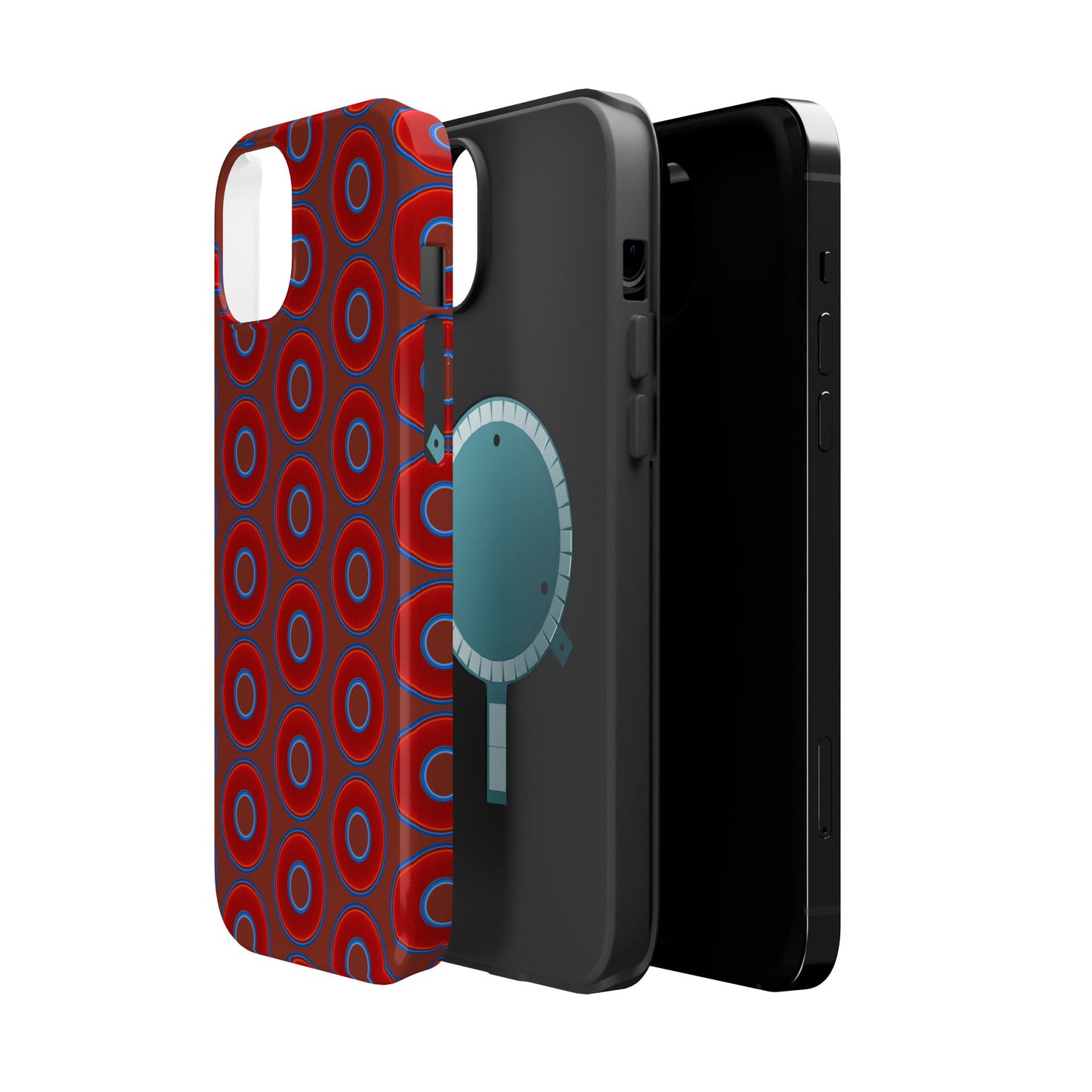 Magnetic Tough Donut Case - red vivid donut print w/burnt umber background