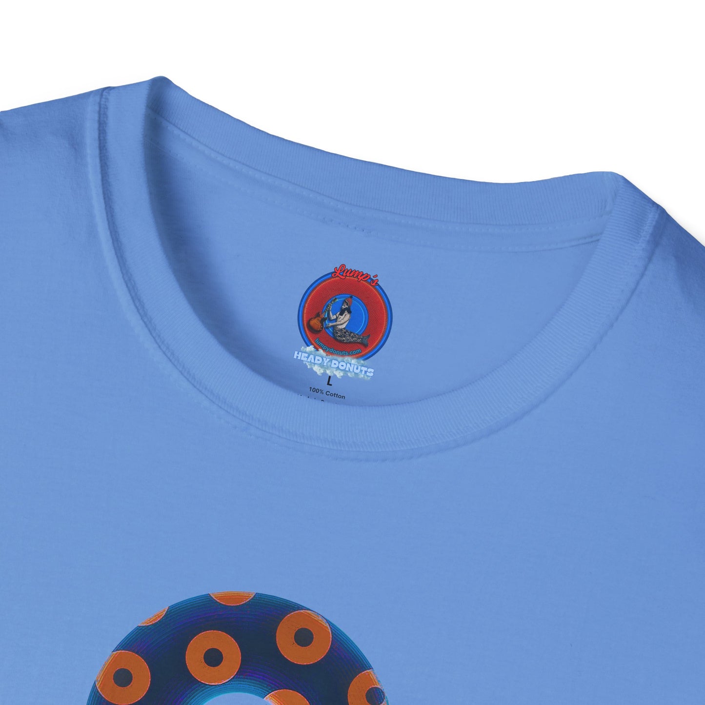 Plain Donuts/Unisex Soft-Style - "Plain Blimpy Paradoxical Donuts" - dark royal blue/orange donuts