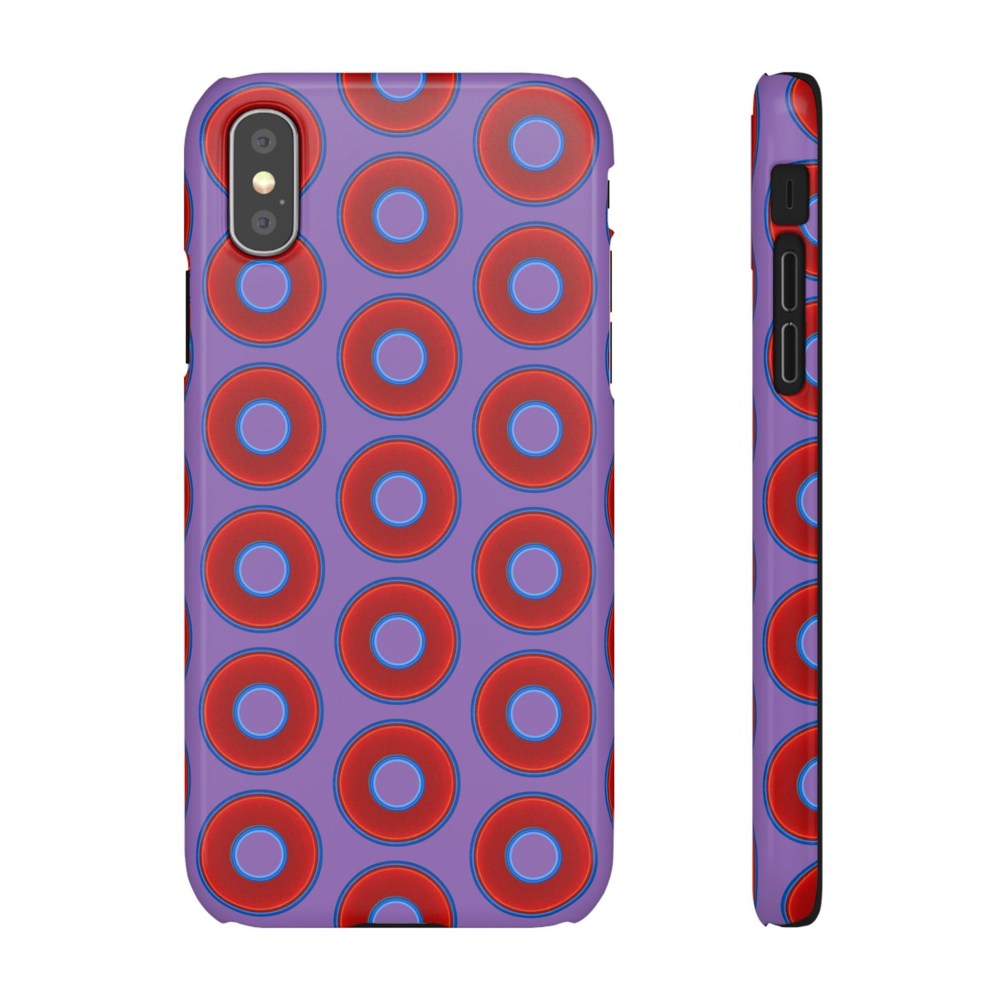 Lumpy Donut Snap Case - red vivid donut print w/light purple background