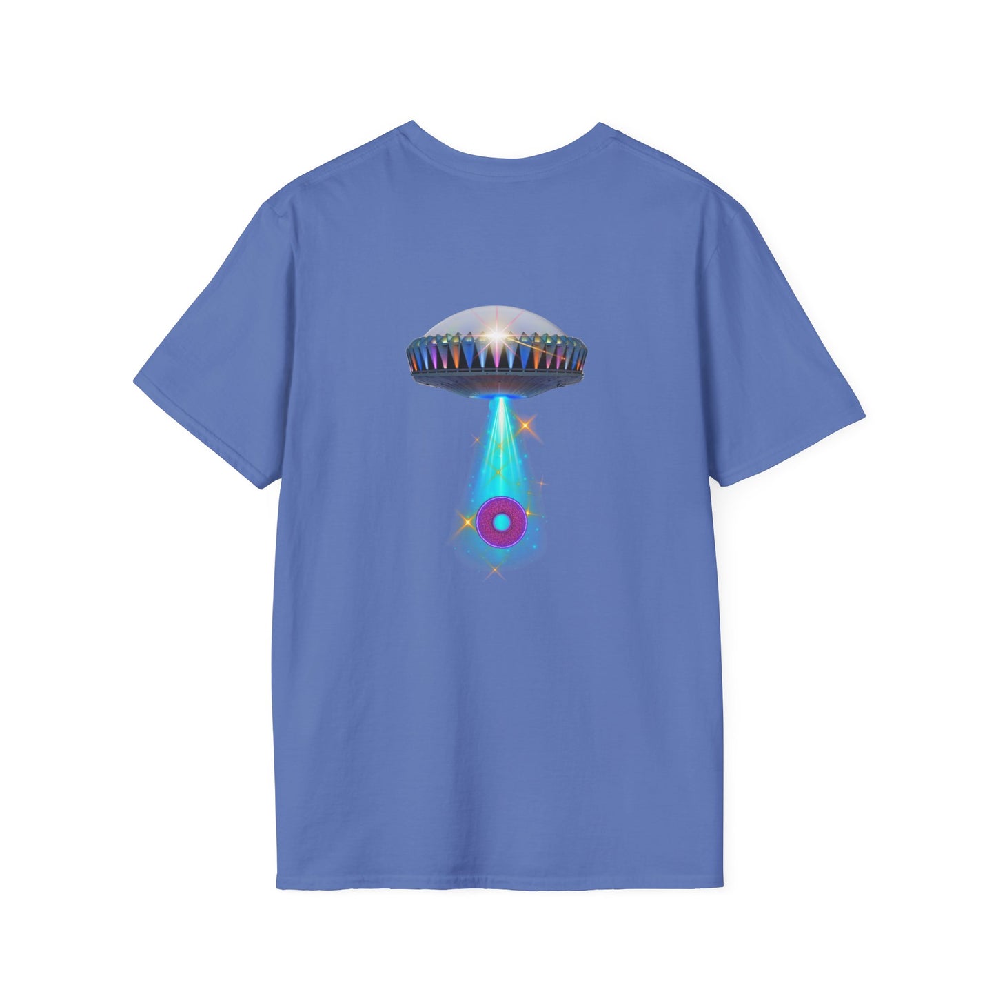 Classic Donut Tee - Unisex Soft-Style - "Donuts now Served on the Mothership" - series 1.0  - variant 6  - tractor-beamed donut
