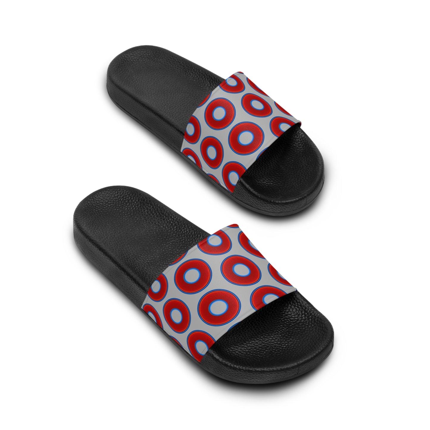 Men's Lumpy Sandals - slip-ons - red vivid donuts w/light gray background
