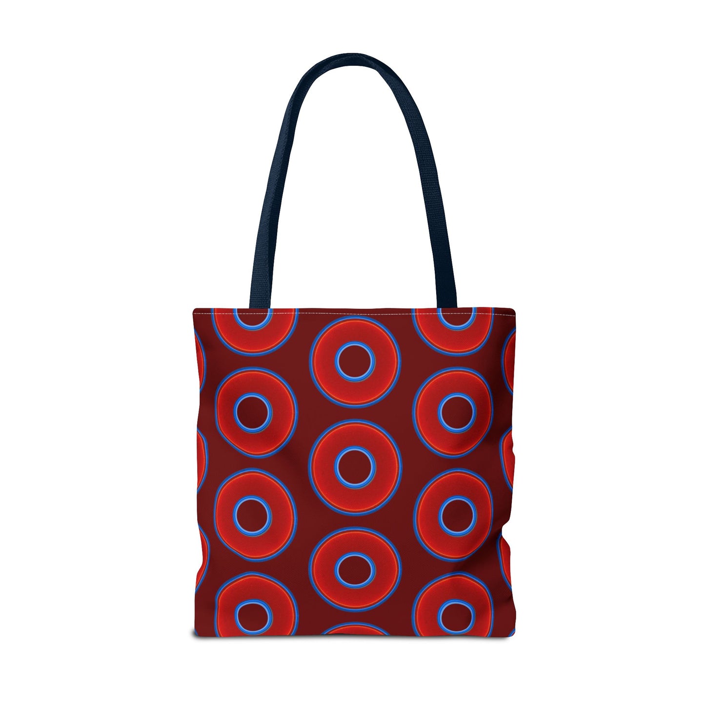 Lumpy Beach/Tote Bag - red vivid donuts w/dark red background