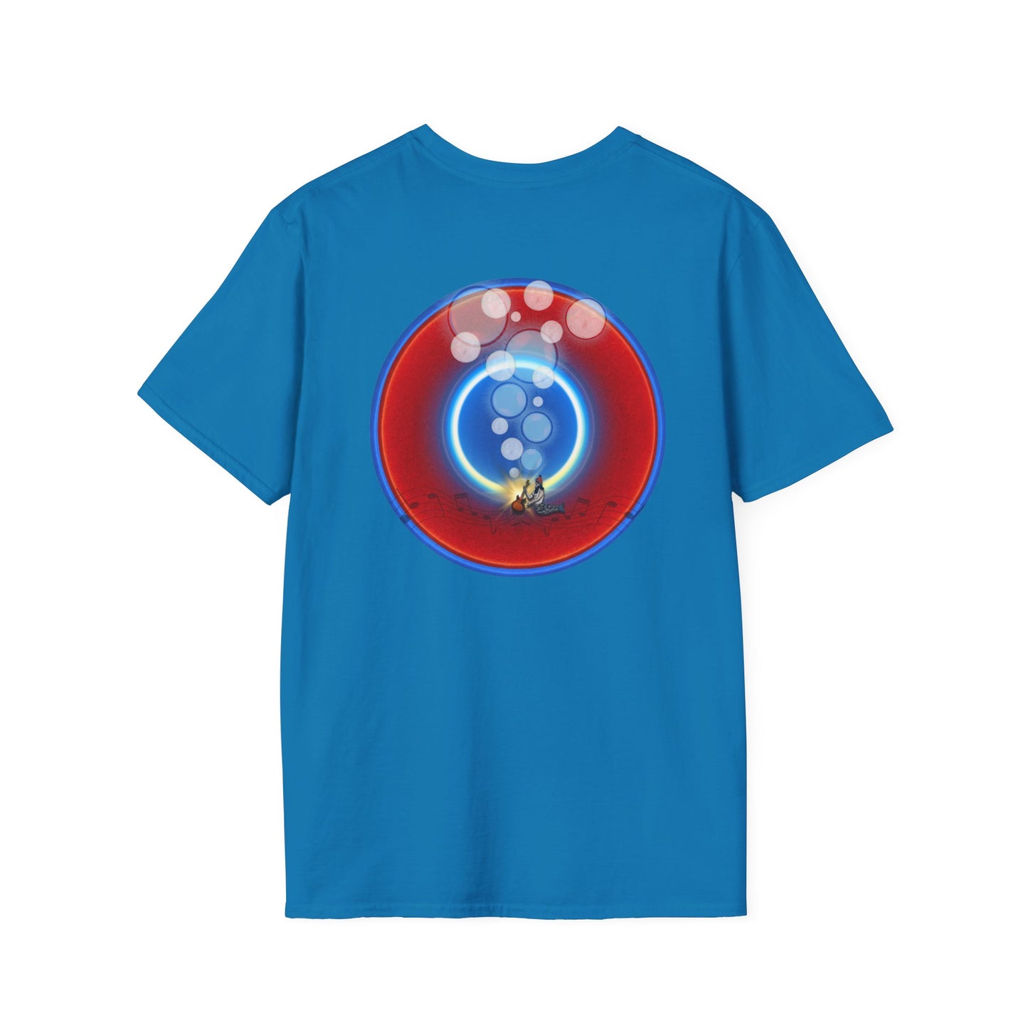Classic Donut Tee - Unisex Soft-Style - "Bubbler's Donut Tee" - vivid red/blue donut