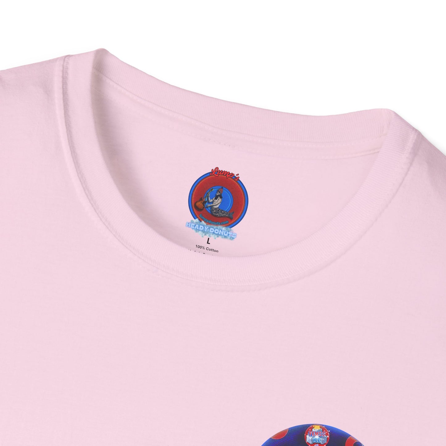 Classic Donut Tee - Unisex Soft-Style - "Blow this Popsicle Stand" - blue/red paradox bomb pop donut - variant 2