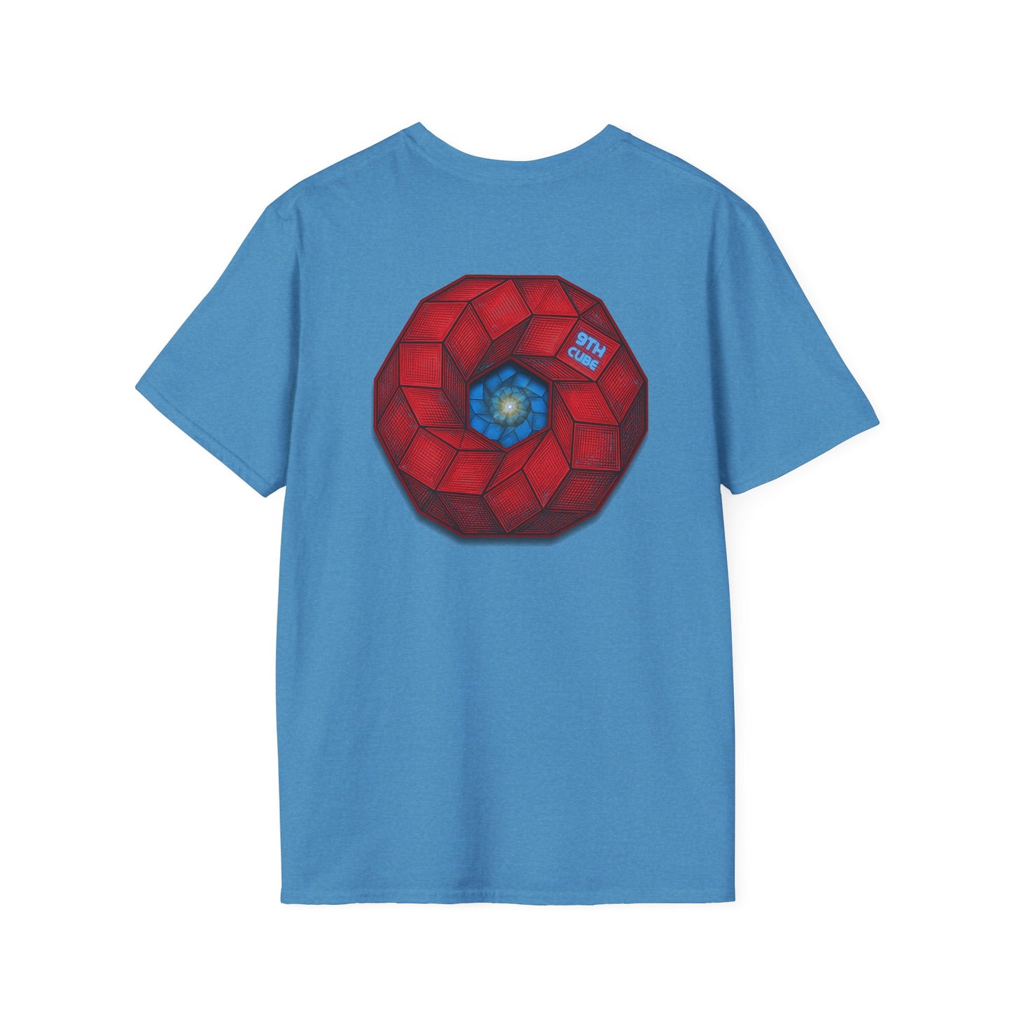 Classic Donut Tee - Unisex Soft-Style - "The 9th Donut" - rustic red/blue cubed donut - variant 2