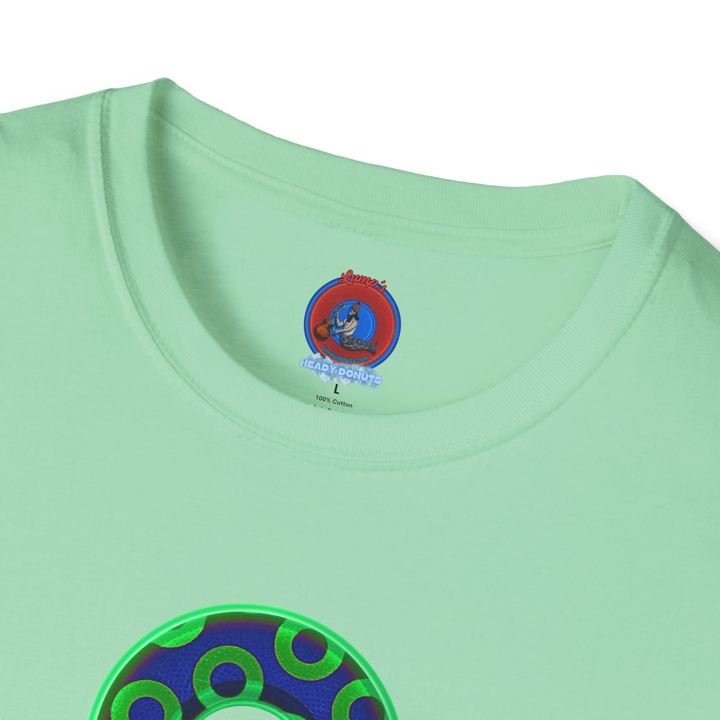 Plain Donuts/Unisex Soft-Style - "Plain Rustic Paradoxical Donuts" - light green/dark blue donuts