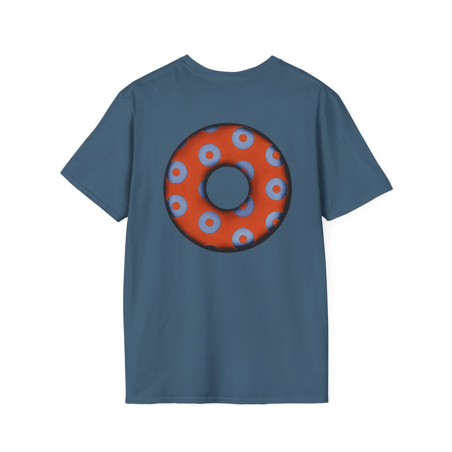 Plain Donuts/Unisex Soft-Style - "Plain Blimpy Paradoxical Donuts" - light blue/orange donuts