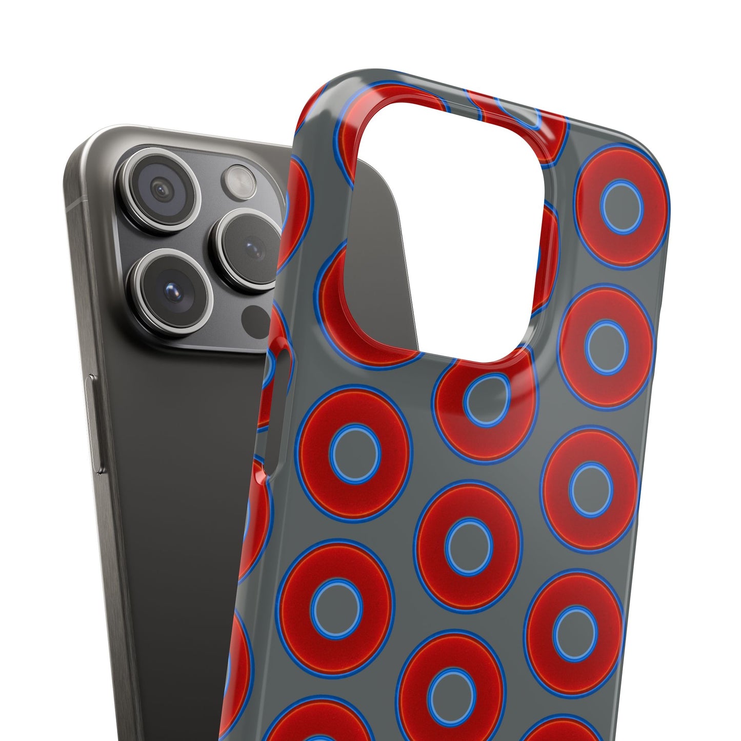 Lumpy Donut Snap Case - red vivid donut print w/dark gray background