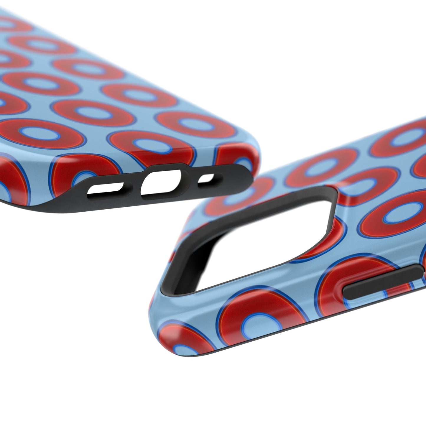 Impact-Resistant Lumpy Donut Case - red vivid donut print w/sky blue background
