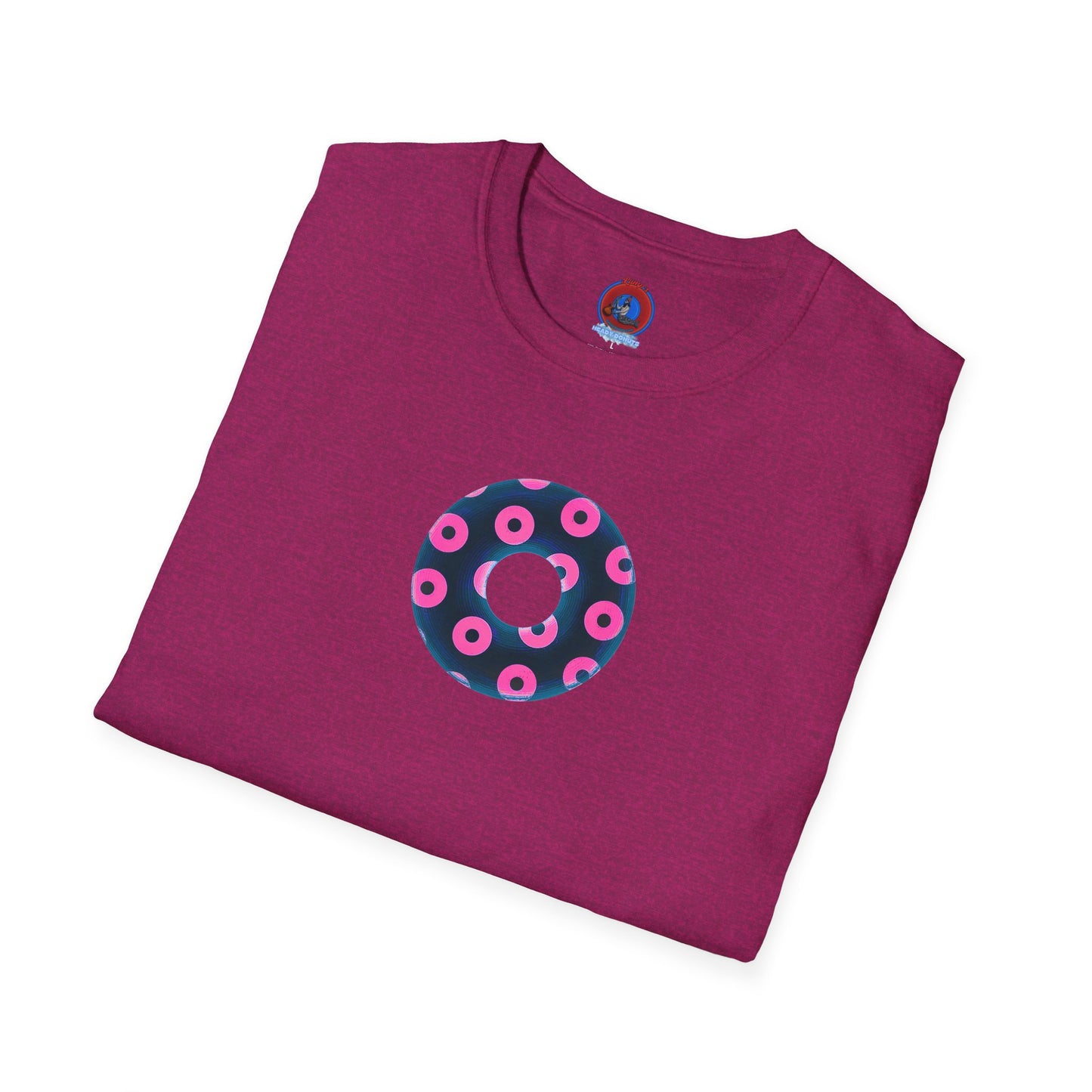 Copy of Plain Donuts/Unisex Soft-Style - "Plain Blimpy Paradoxical Donuts" - dark steel blue/vivid magenta donuts
