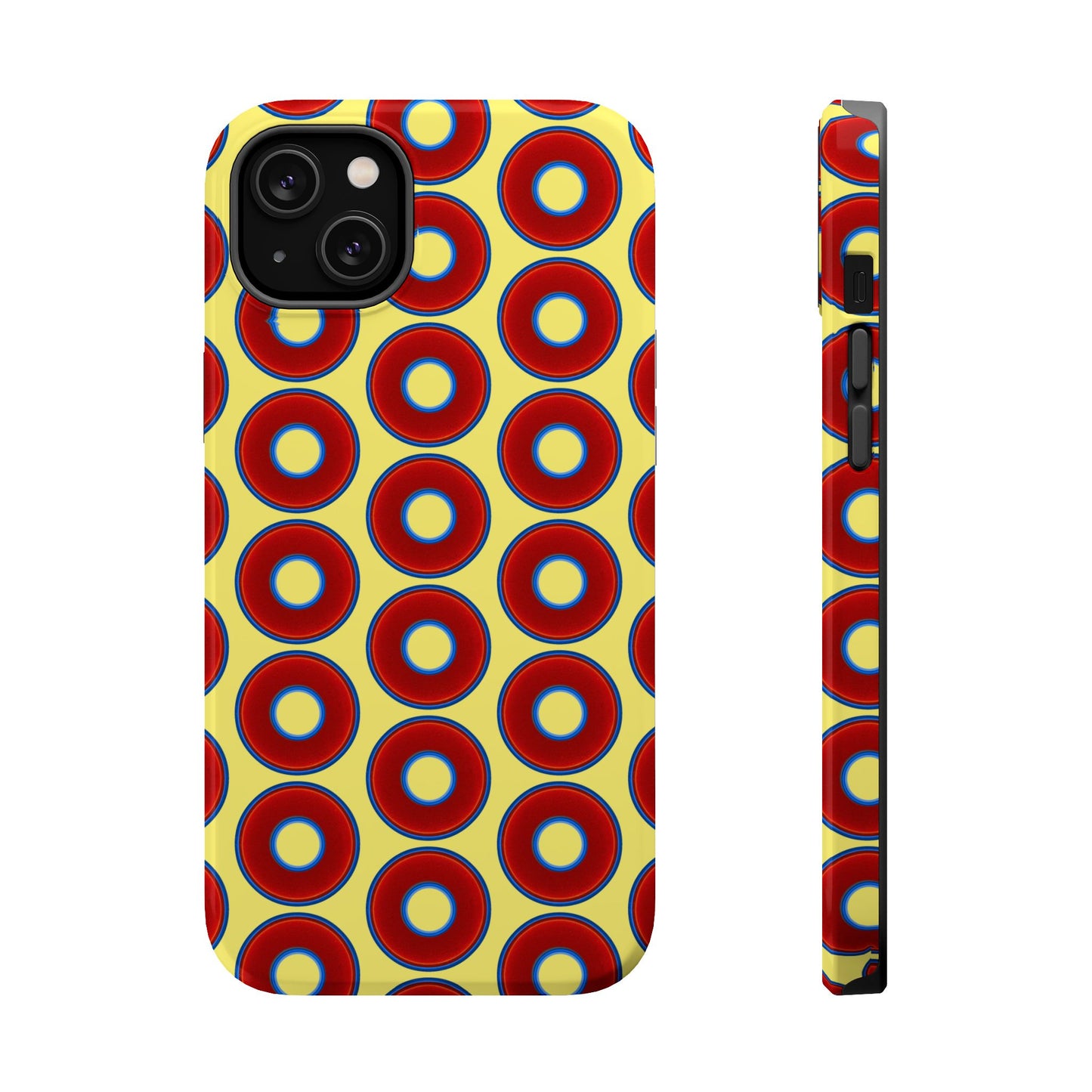 Magnetic Tough Donut Case - red vivid donut print w/yellow background