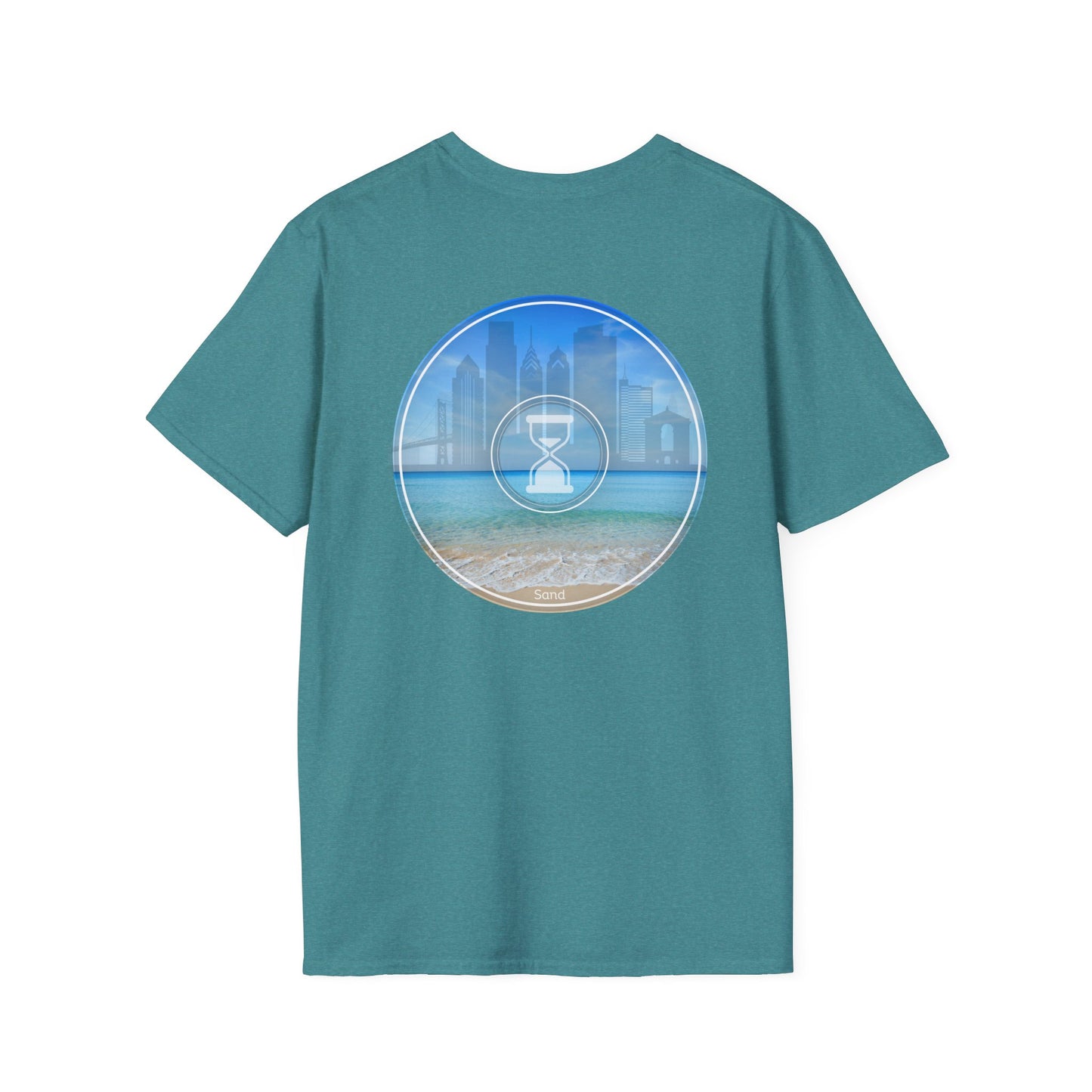 Classic Donut Tee - Unisex Soft-Style - "Philly Special: Still Loading Sand" - vivid blue  pic donut - variant 1