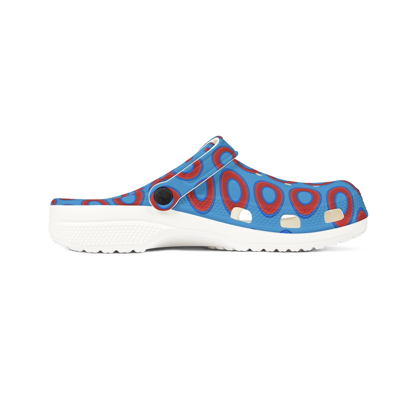Spatchcocks - donut slip-on shoes - red rustic donuts w/light steel blue background [unisex]
