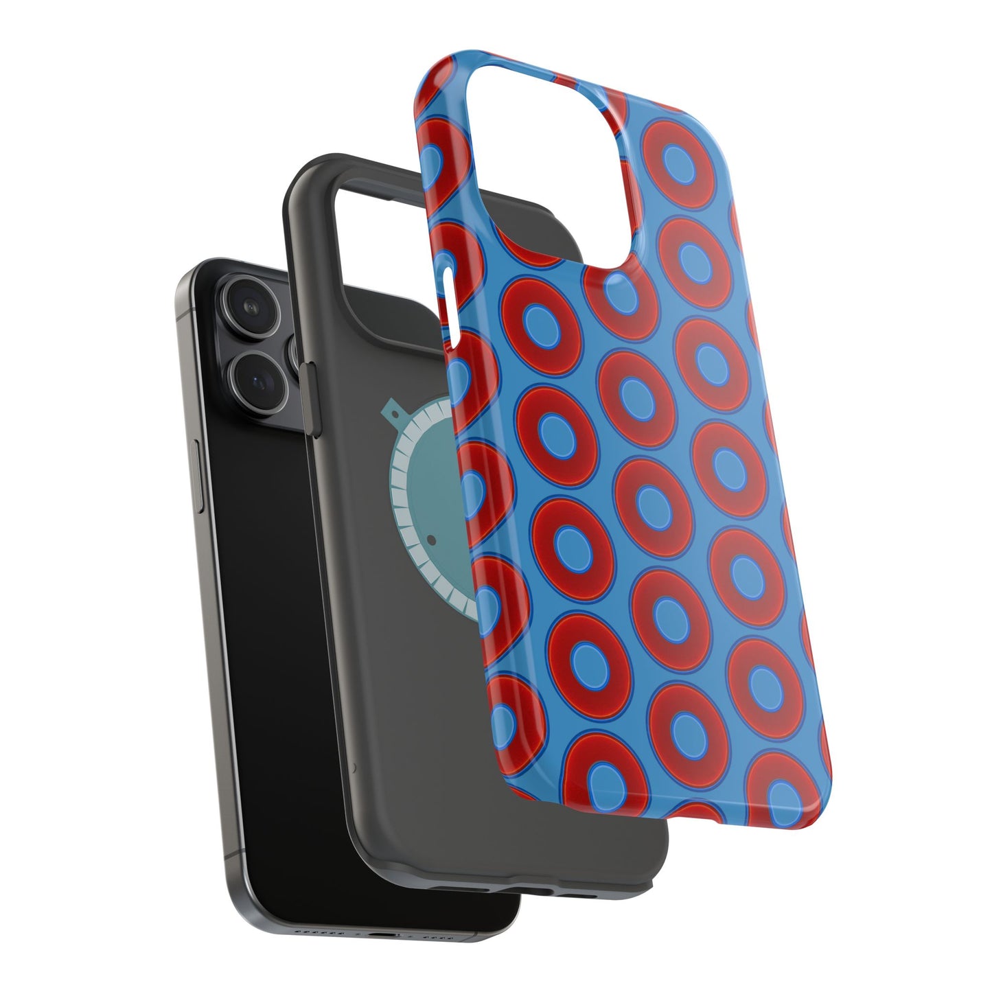 Magnetic Tough Donut Case - red vivid donut print w/light steel blue background