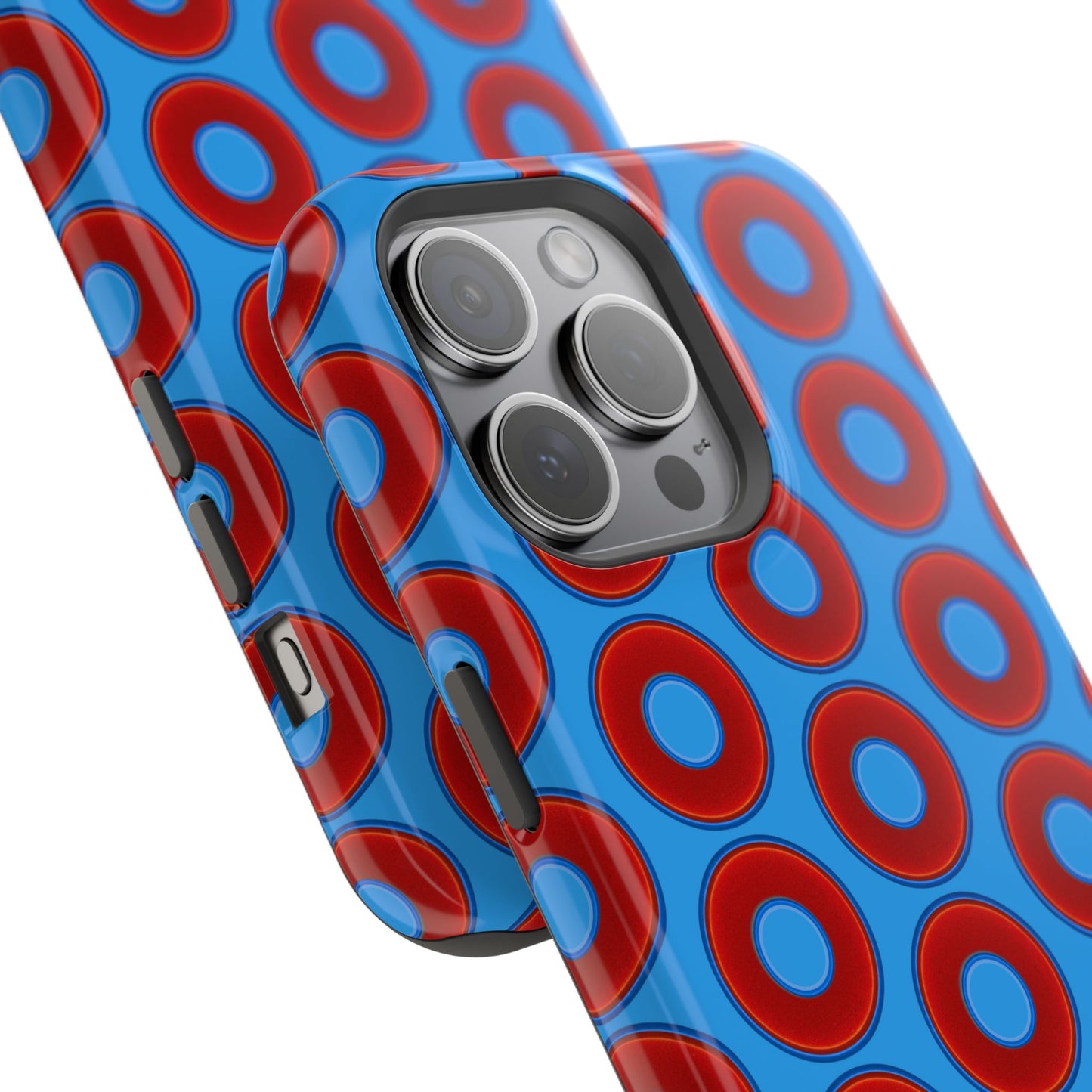 Magnetic Tough Donut Case - red vivid donut print w/sky royal blue background