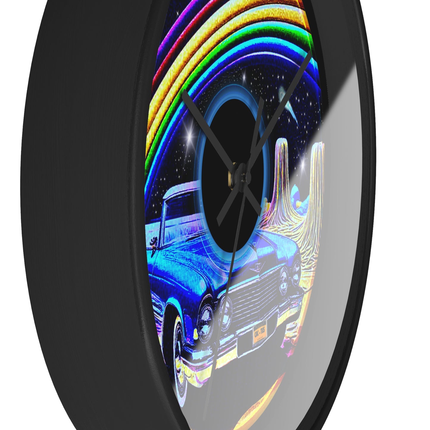 Lumpy Wall Clock - "Halley's Caddy Donut Clock" - space/pic donut dark w/black background