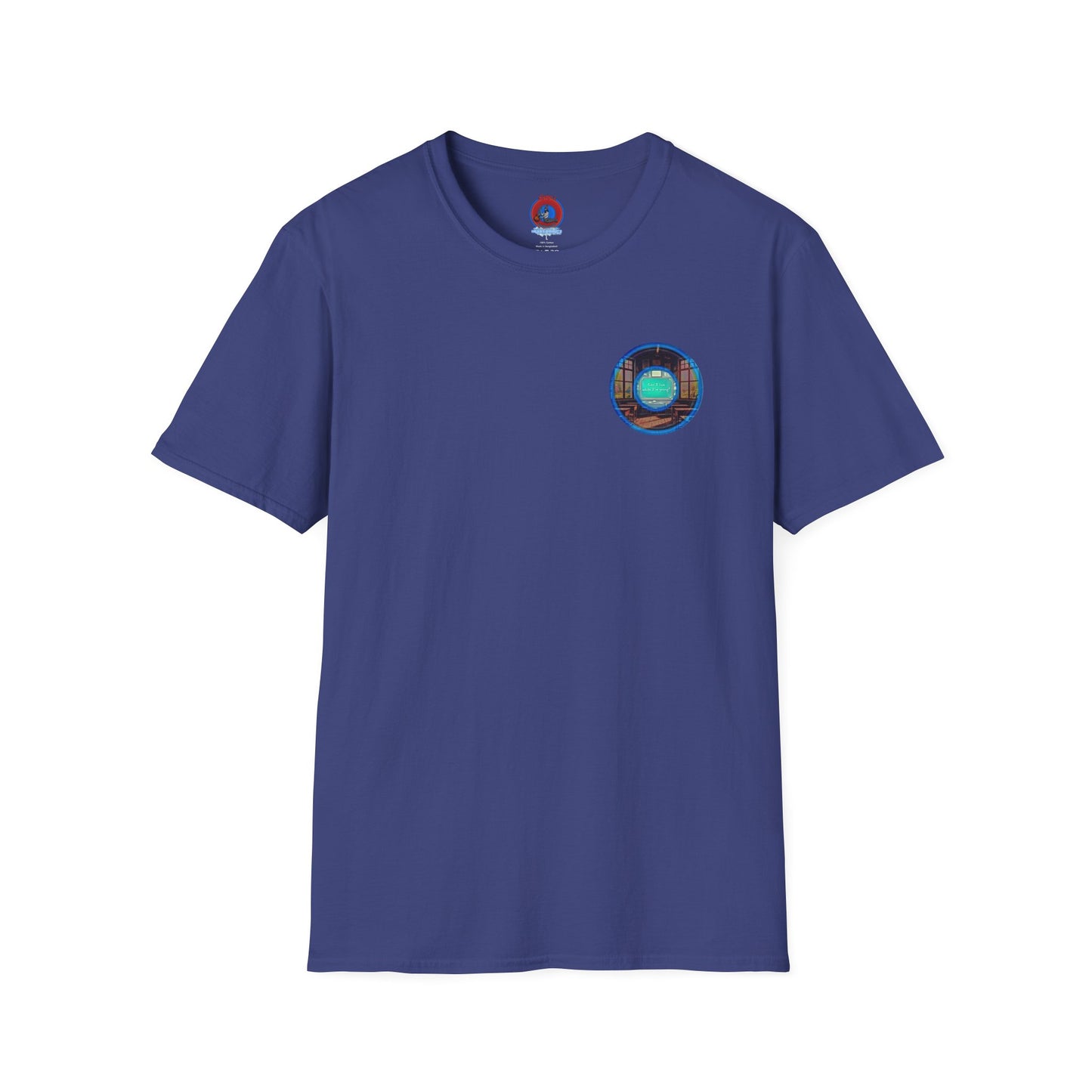 Classic Donut Tee - Unisex Soft-Style - "The Torturous Chalk Dust Donut  " - blue/red picture donut