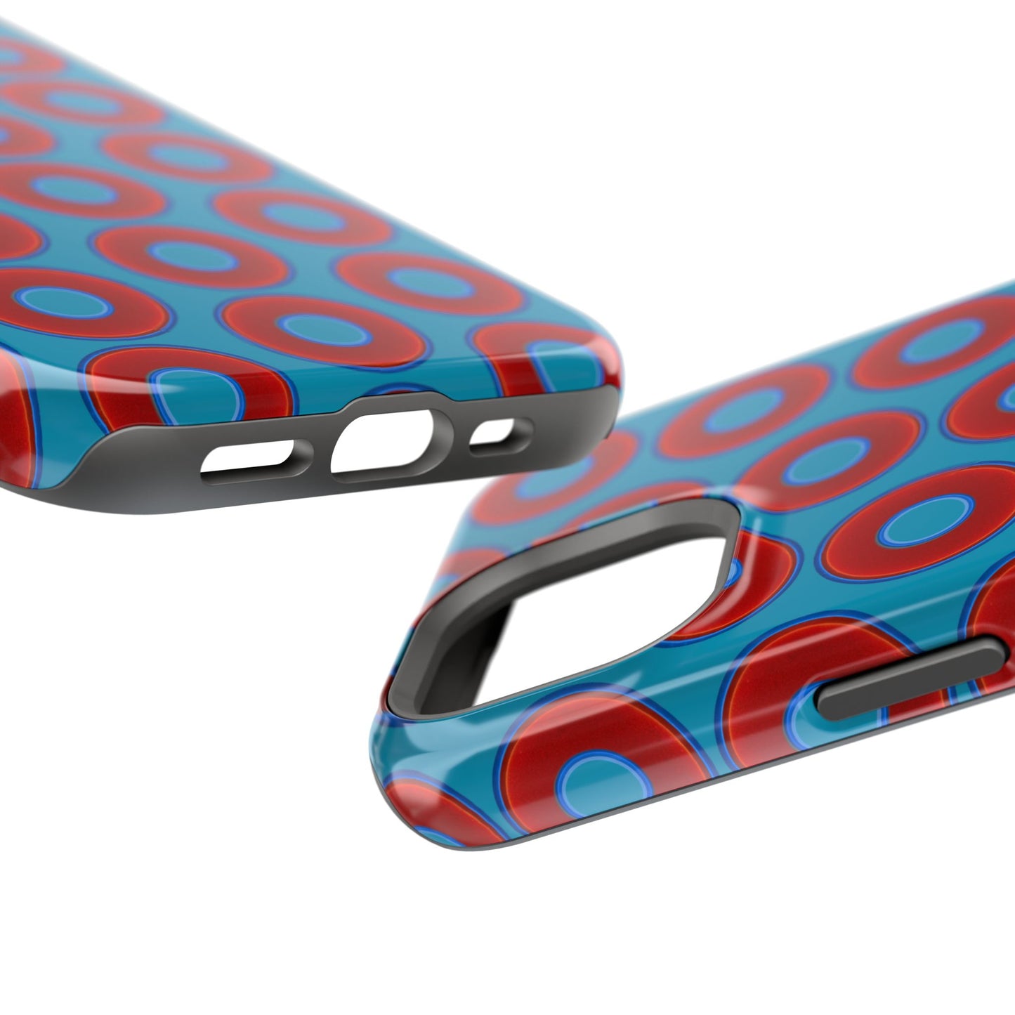 Magnetic Tough Donut Case - red vivid donut print w/aquamarine blue background