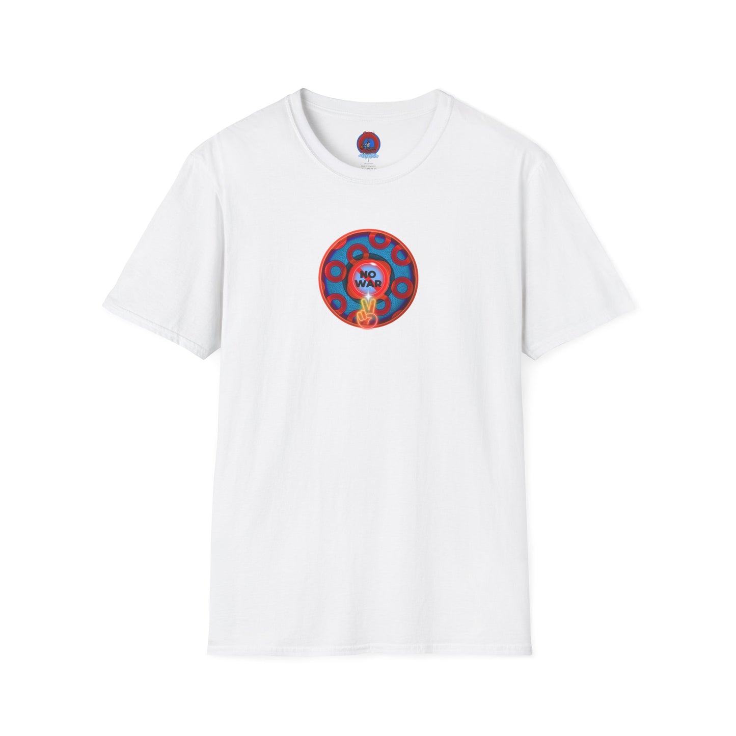 Classic Donut Tee - Unisex Soft-Style - "Peace of My Donut?" - blue/red rustic paradox donut
