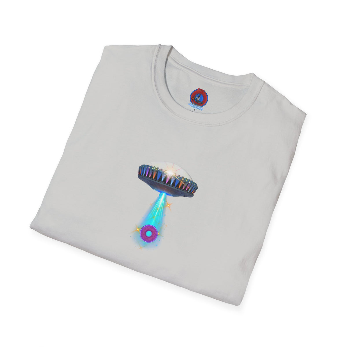 Classic Donut Tee - Unisex Soft-Style - "Donuts now Served on the Mothership" - series 1.0  - variant 6  - tractor-beamed donut