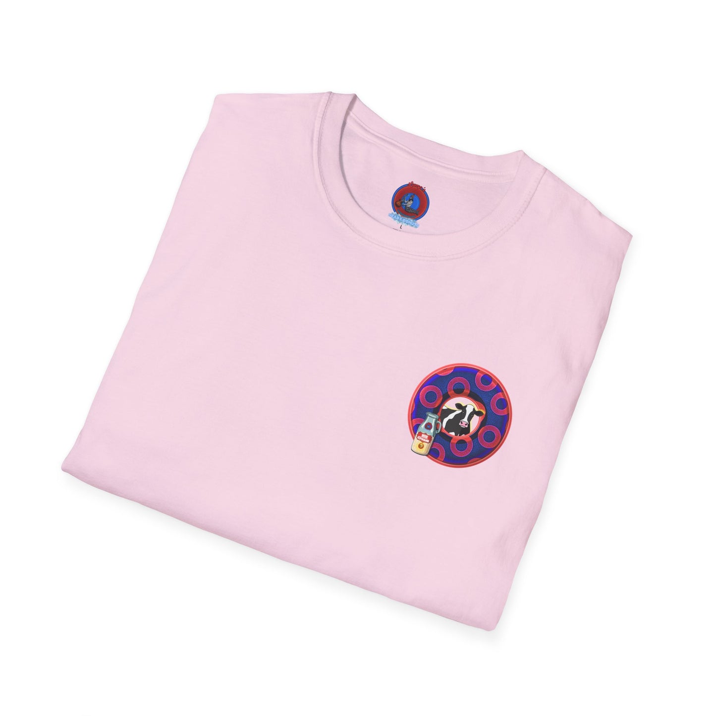 Classic Donut Tee - Unisex Soft-Style - "Beefy Wooked Cream - YEMSG Donut" - electric blue/red rustic paradox donut