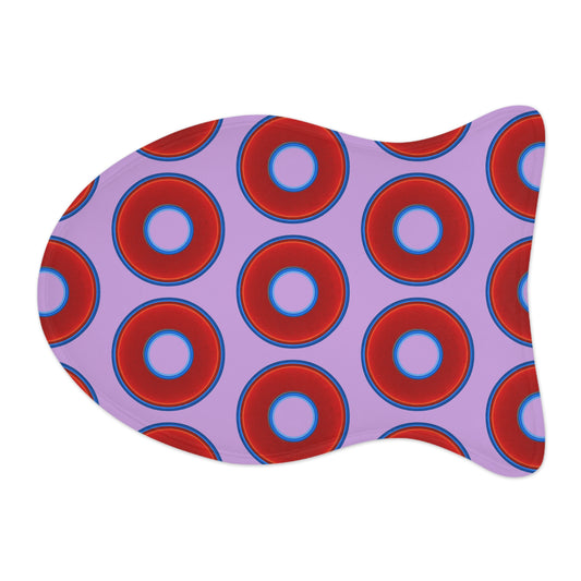 Wendy's Lumpy Pet Feed Mat - vivid red donuts w/wisteria purple background