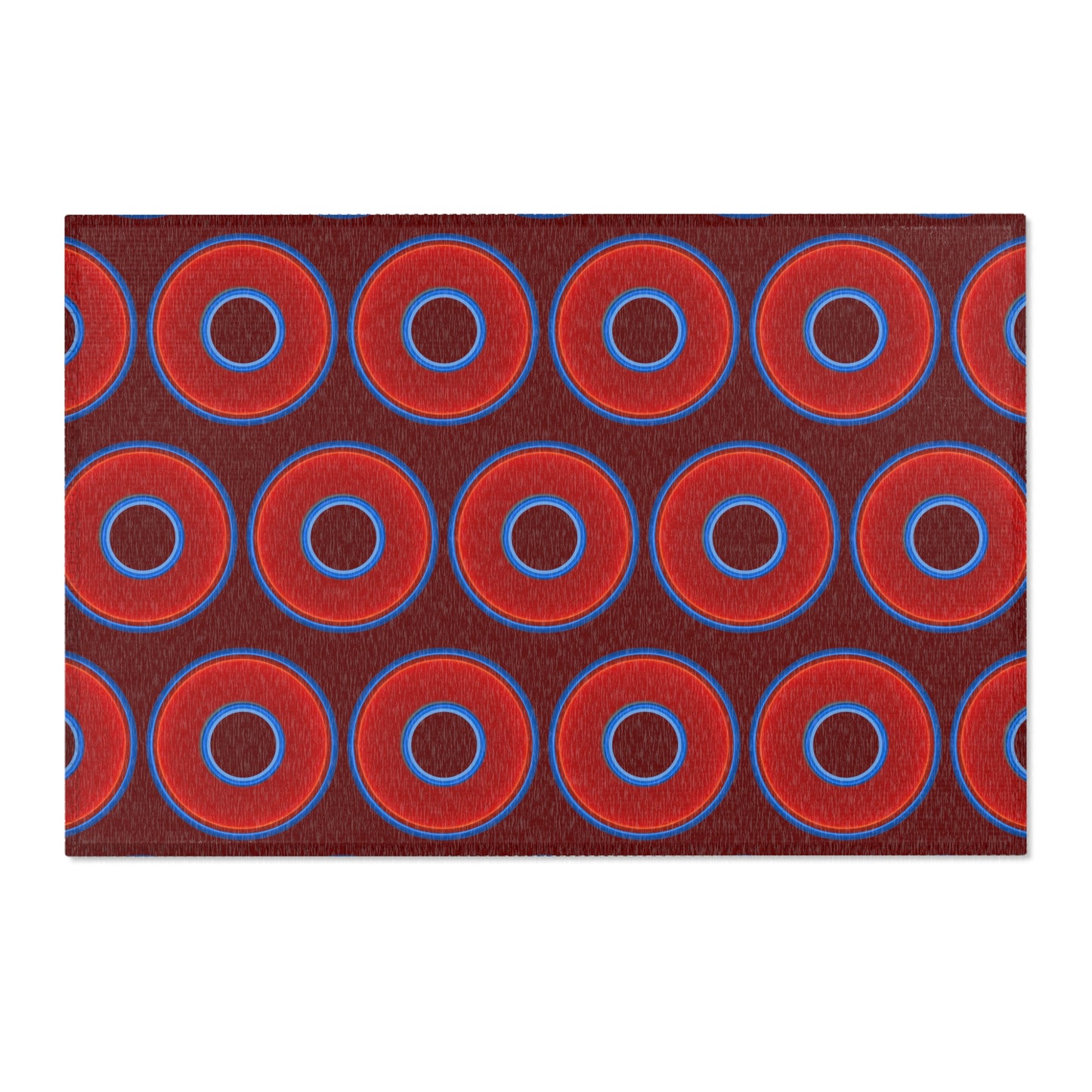 Lumpy Donut Print Rug - choice of 3 sizes - vivid red donut print w/dark red background