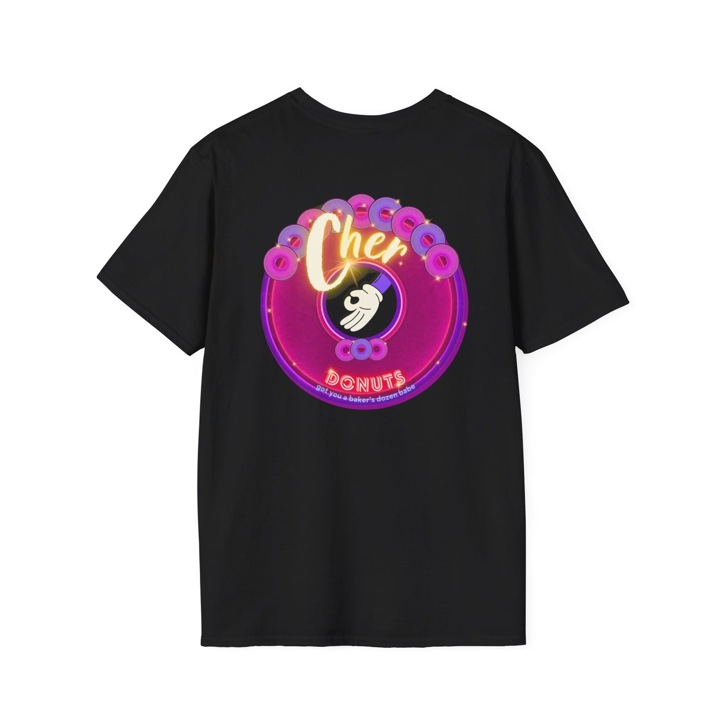 Classic Donut Tee - Unisex Soft-Style - "Chering is Caring Donut' - vivid magenta/purple donut