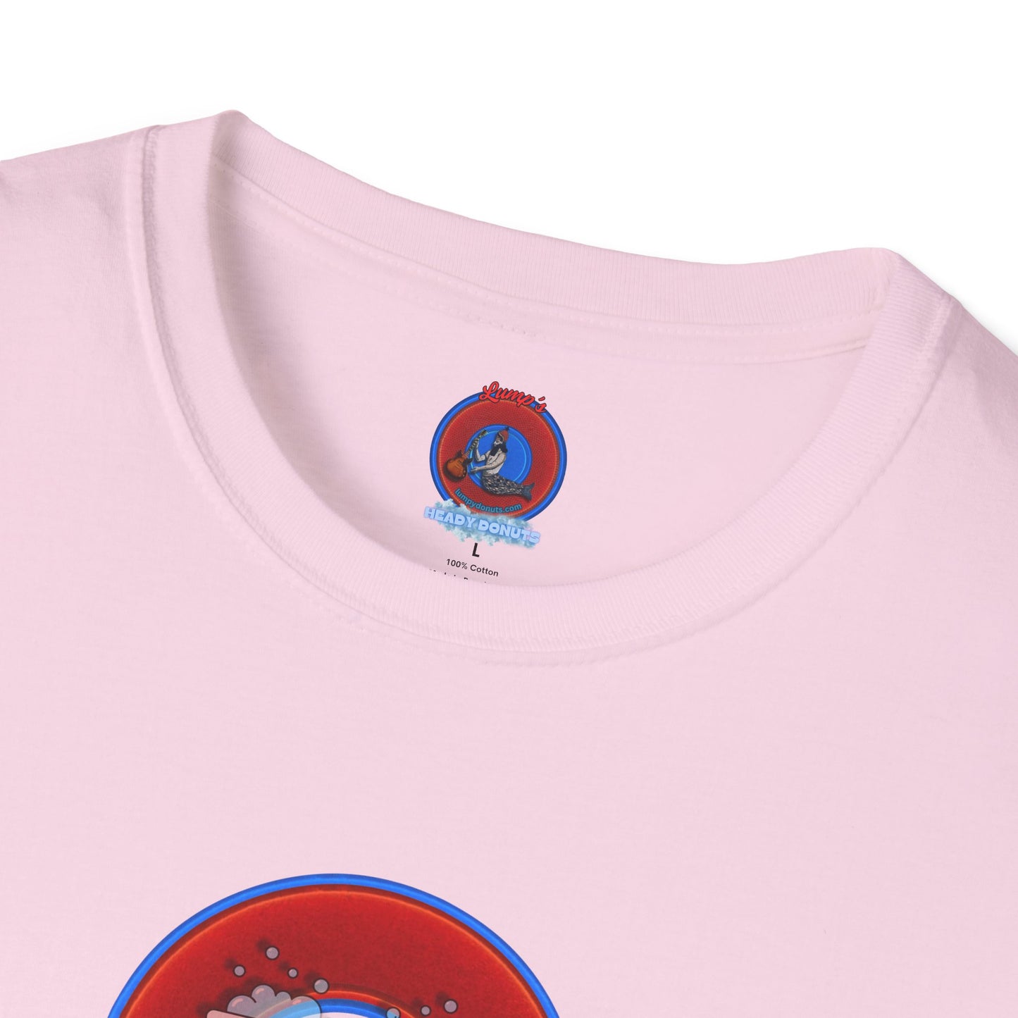 Classic Donut Tee - Unisex Soft-Style - "Rubber Ducky Bath Time Donut" - vivid red/blue donut - w/bathtub - variant 2