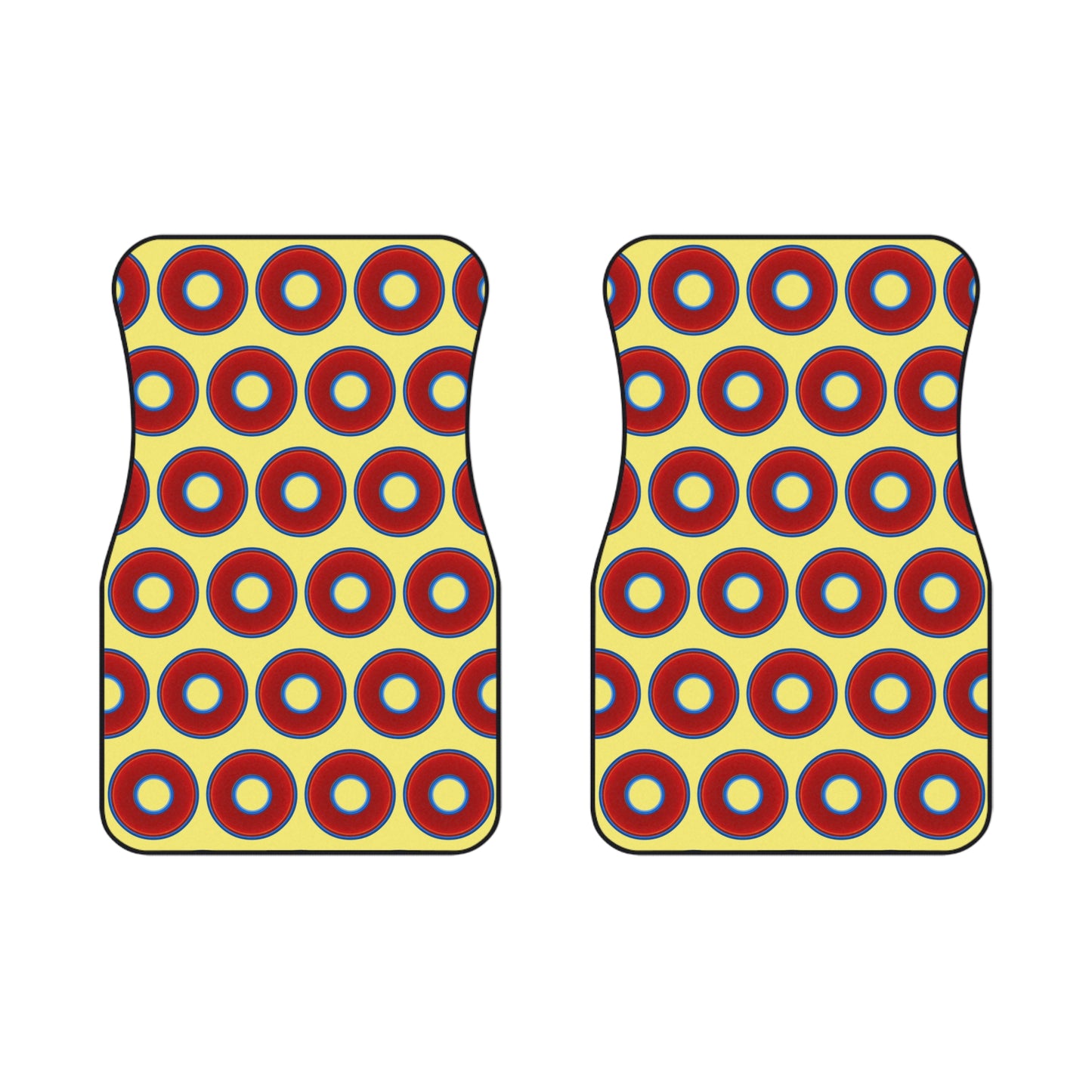 Contacted Car Mats - Set of 2/Front - vivid donut print w/yellow background