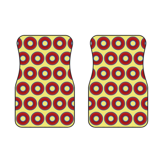 Contacted Car Mats - Set of 2/Front - vivid donut print w/yellow background