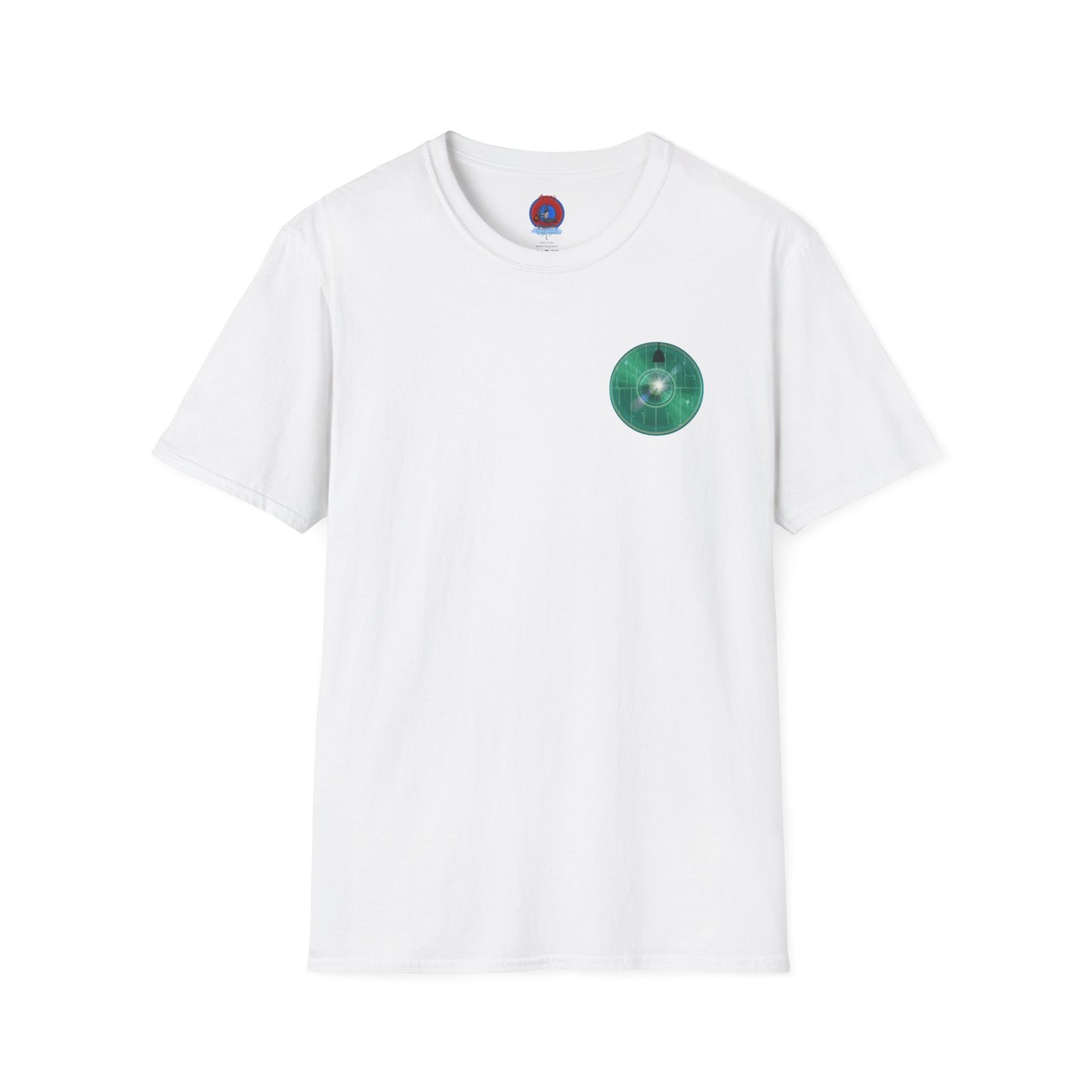 Classic Donut Tee - Unisex Soft-Style - "Harry's Hoodlum Donut" - series 1.0  - variant 4 - lights on/green donut(s)